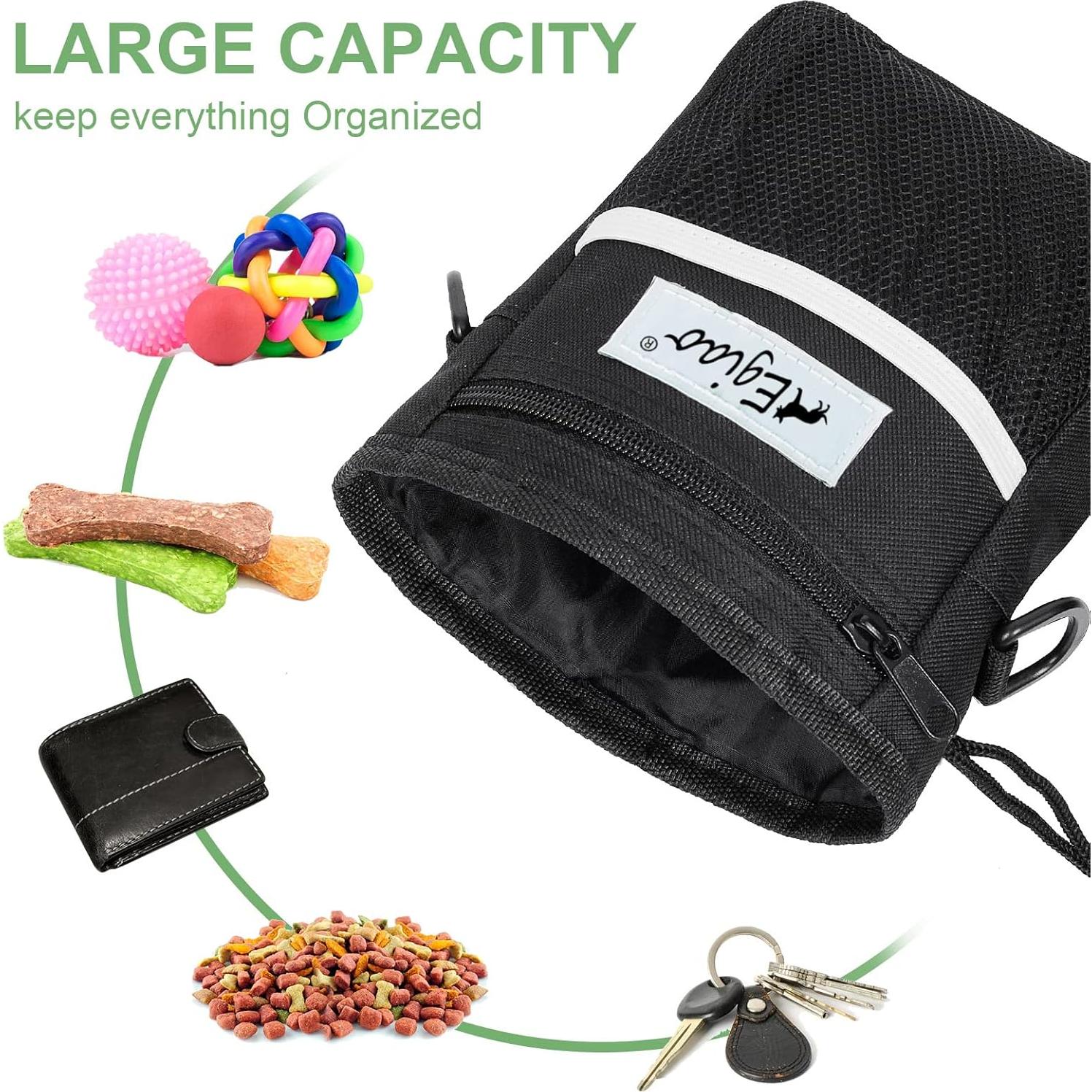 Bolsa de golosinas para perros Egiao con cierre de cordón - Negro