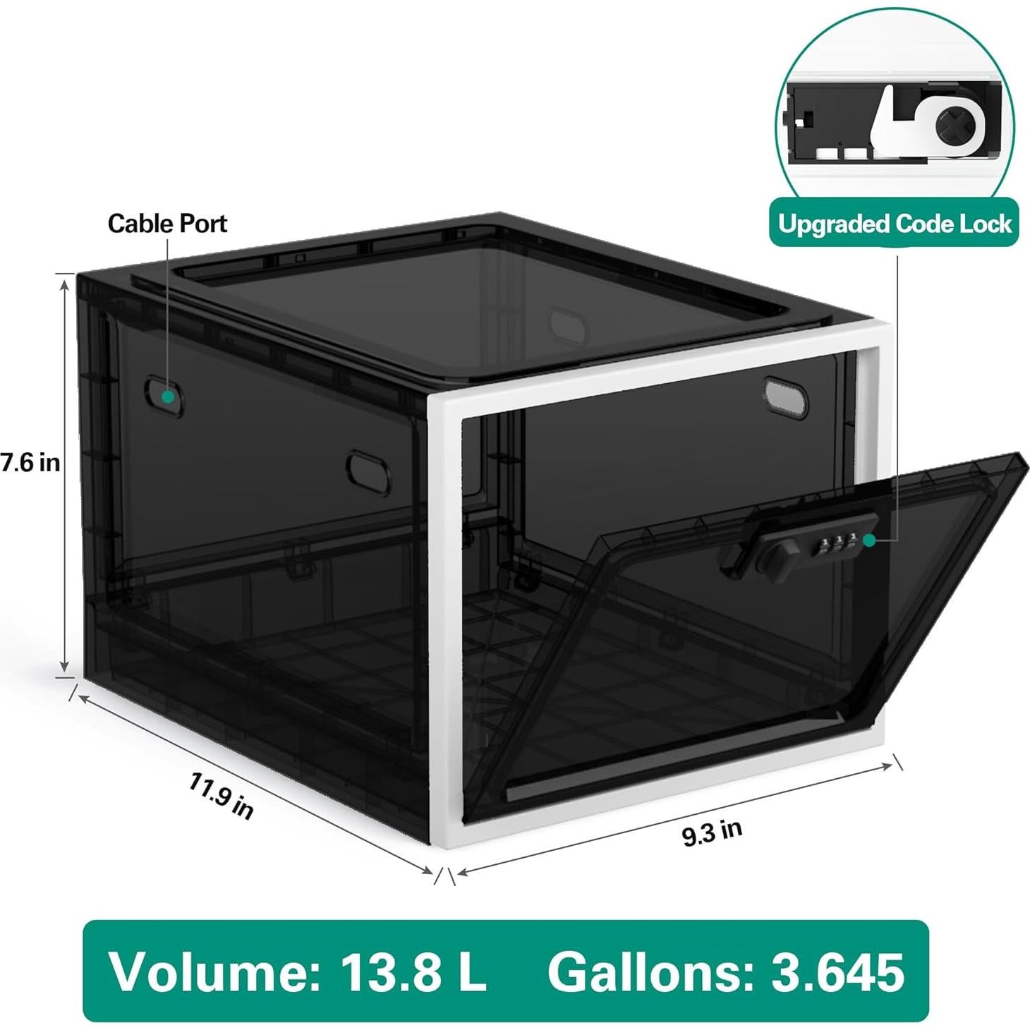 Caja de Medicamentos iBune con Cerradura 13.8L Negra