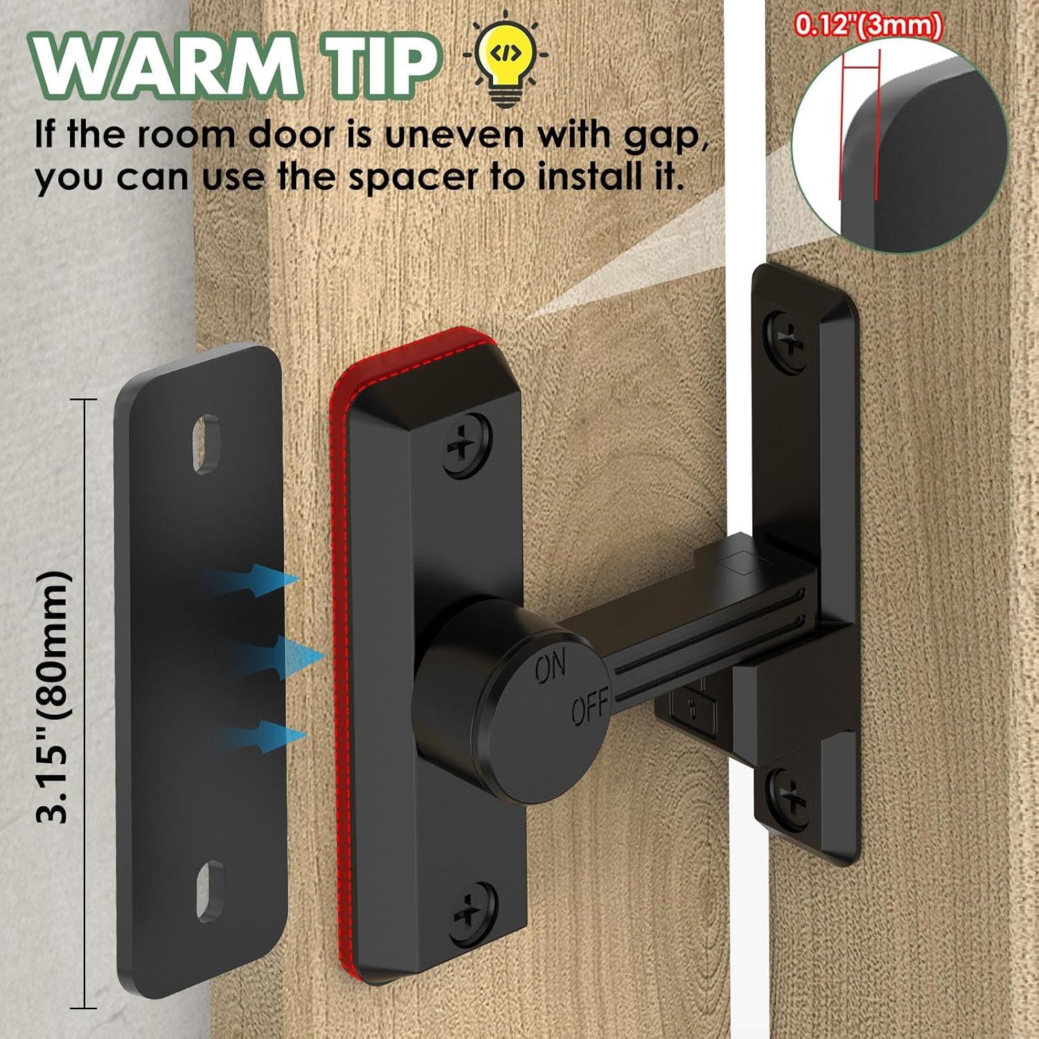 Cerradura Deslizante de Puerta Mixizigoz 90/180 Grados Zinc Negro