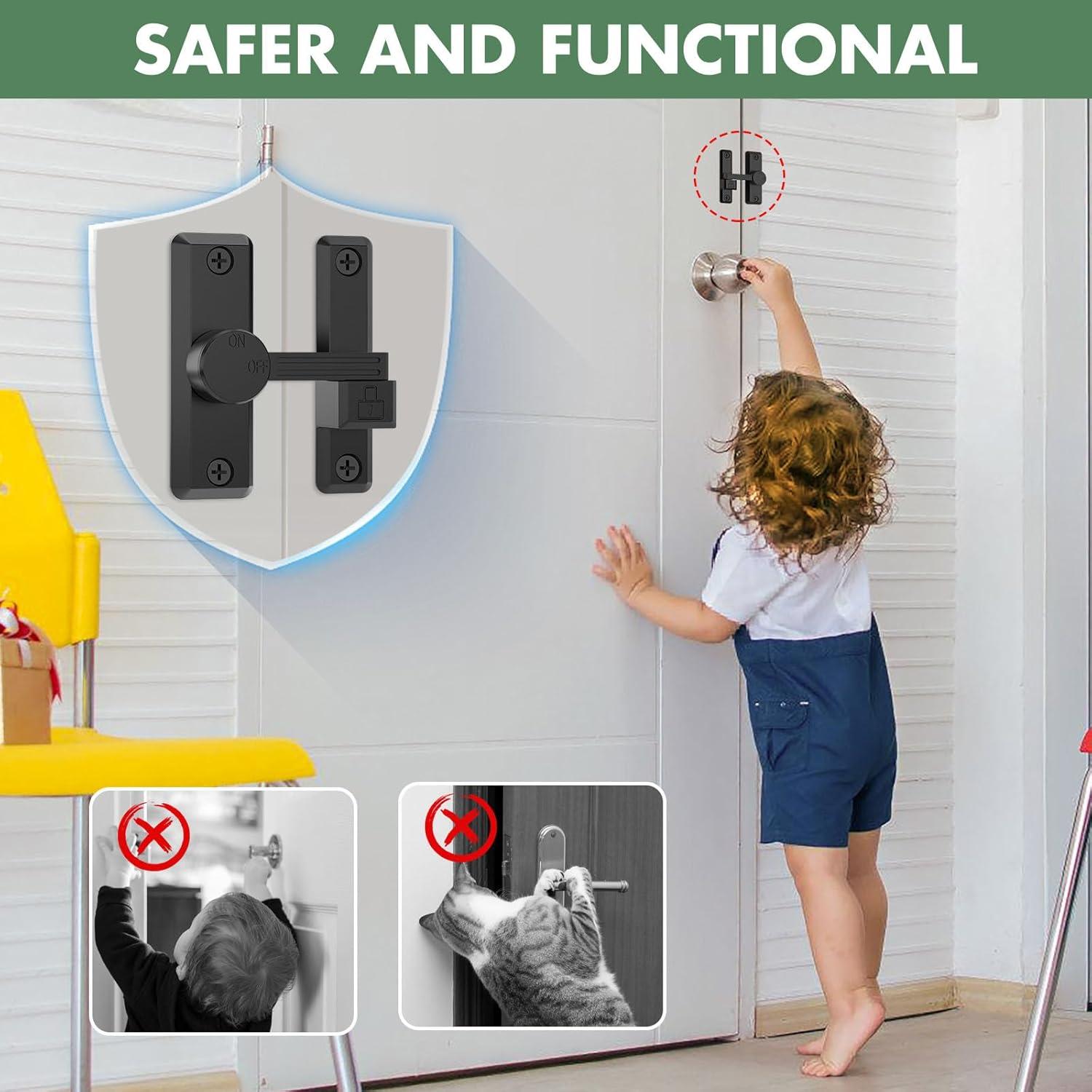 Cerradura Deslizante de Puerta Mixizigoz 90/180 Grados Zinc Negro