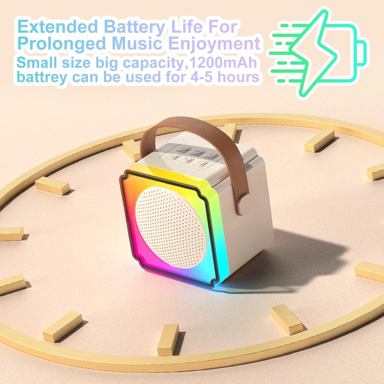 Mini Máquina de Karaoke Rosa P8 Bluetooth 5.3 2 Micrófonos