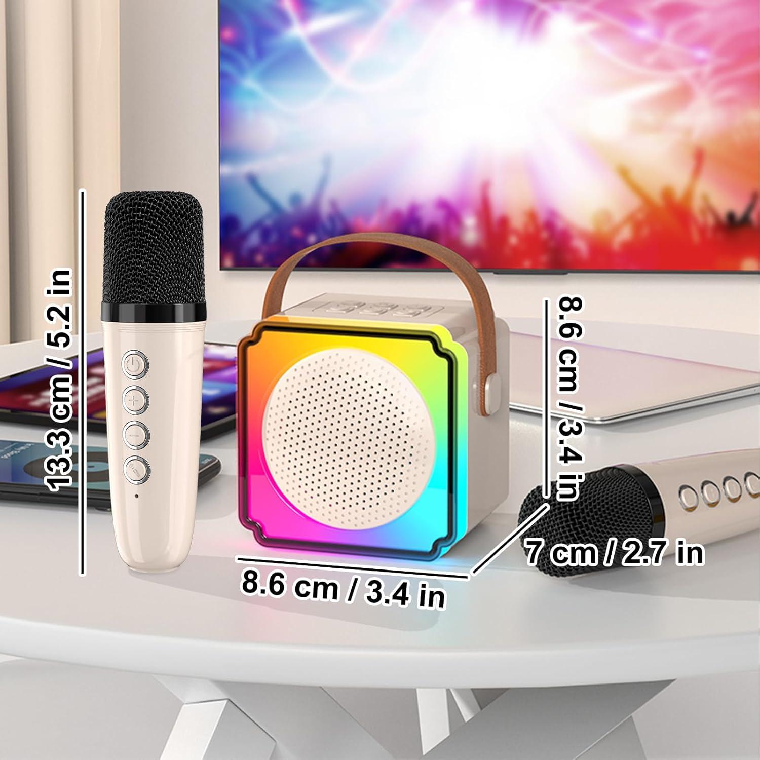 Mini Máquina de Karaoke Rosa P8 Bluetooth 5.3 2 Micrófonos