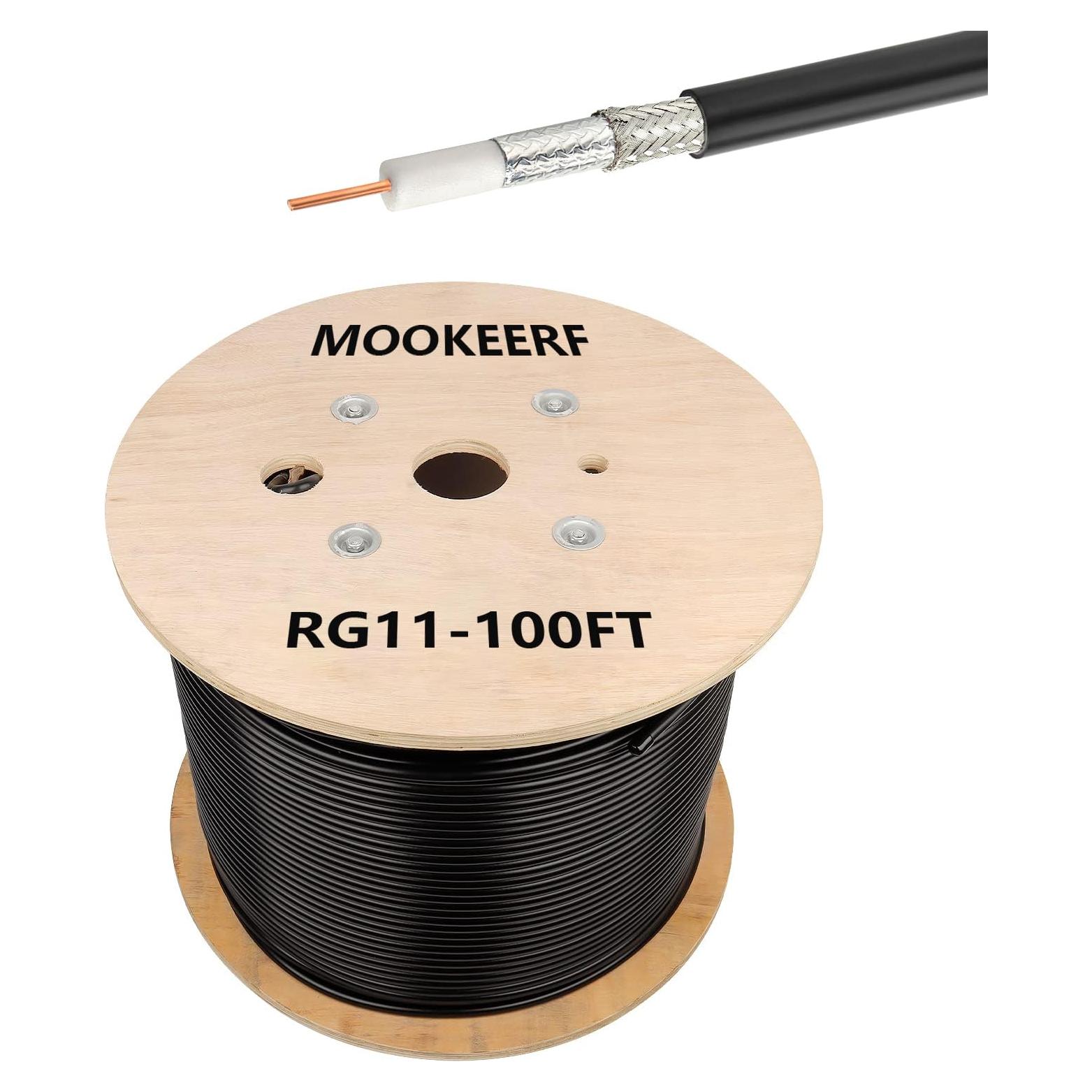 Cable Coaxial RG11 MOOKEERF 30.48m 75 Ohm Baja Pérdida