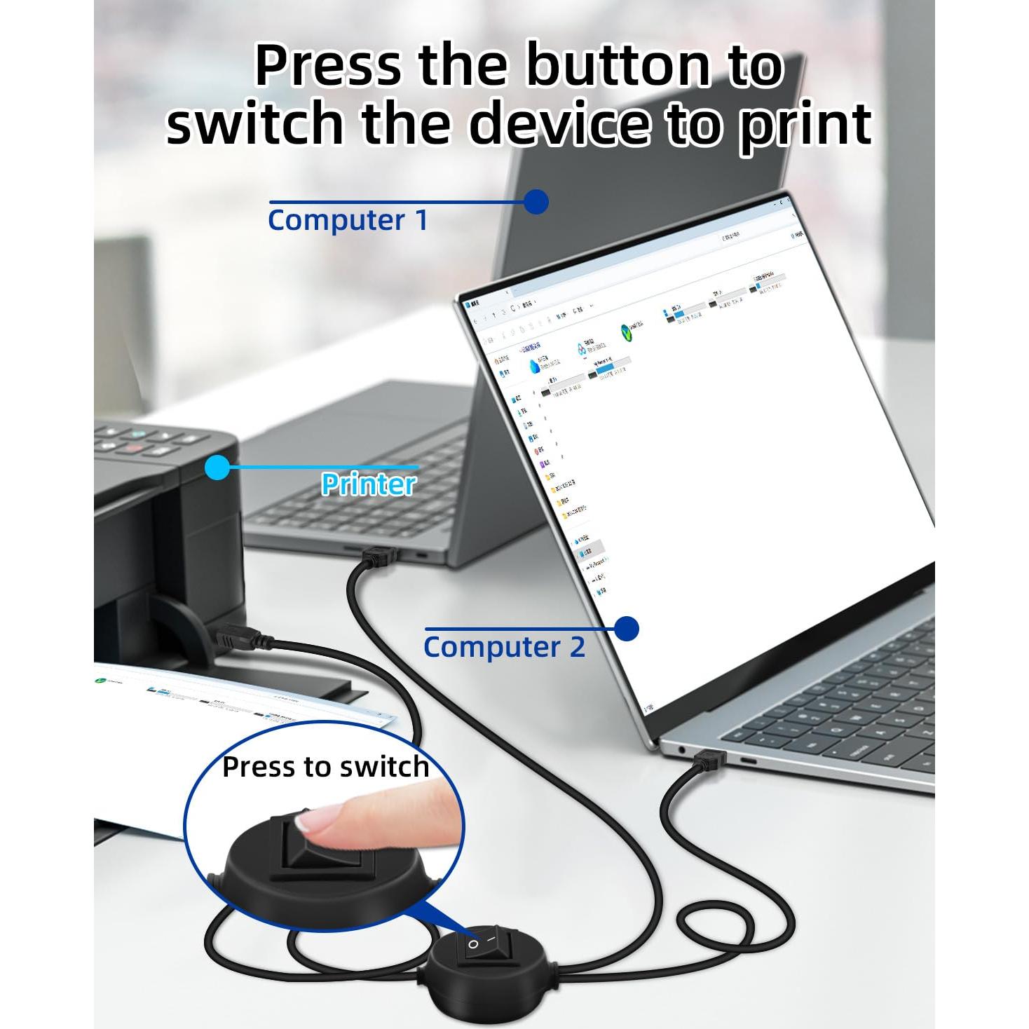 Cable Divisor USB 2 en 1 RIIEYOCA 2.5M con Interruptor