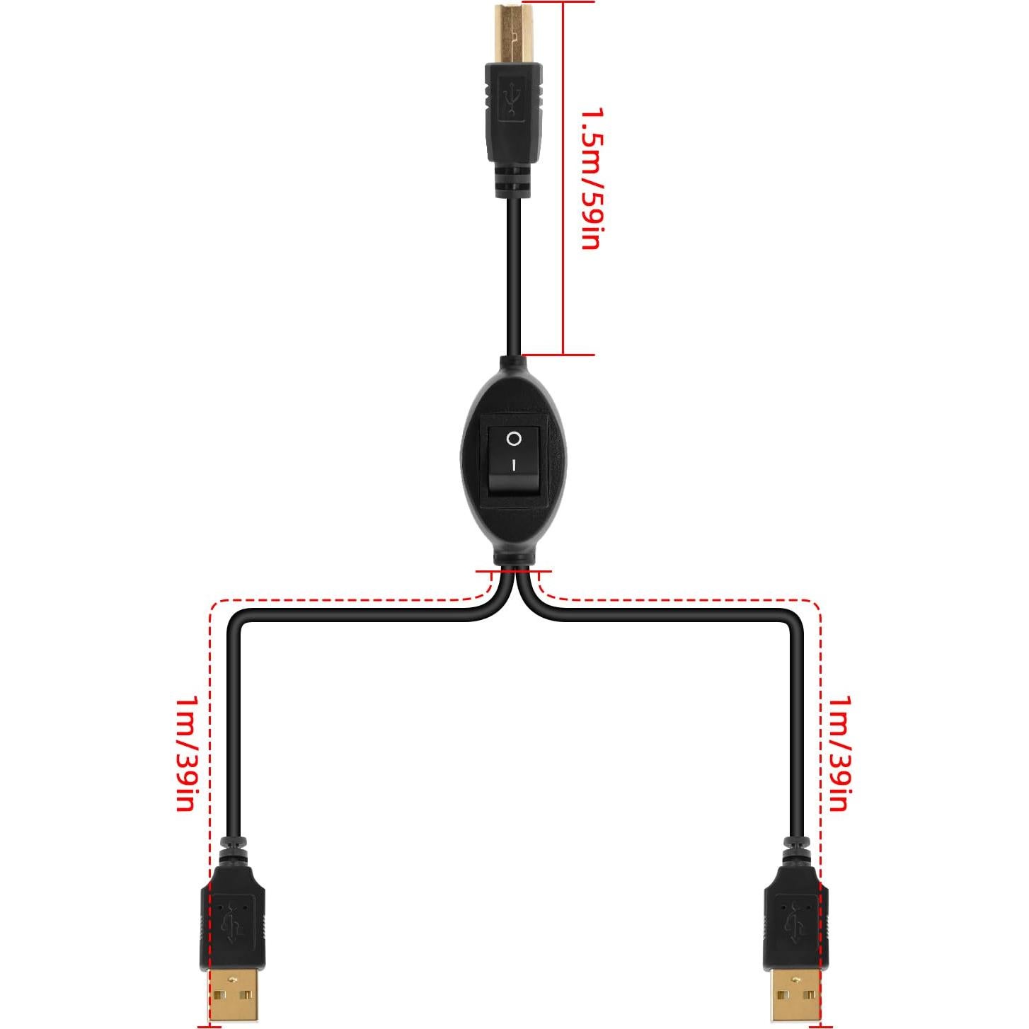 Cable Divisor USB 2 en 1 RIIEYOCA 2.5M con Interruptor