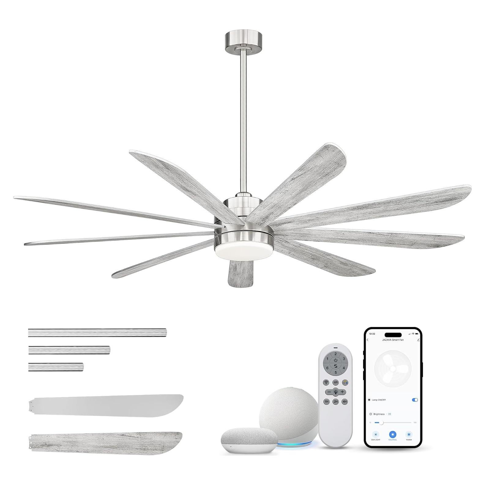 Ventilador de Techo JAZAVA 72" con Luz LED y Control Remoto