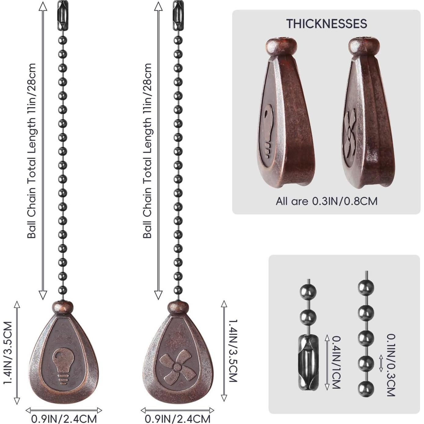 2 Cadenas de Tirar para Ventilador de Techo SHIFANQI Cobre 30.48cm