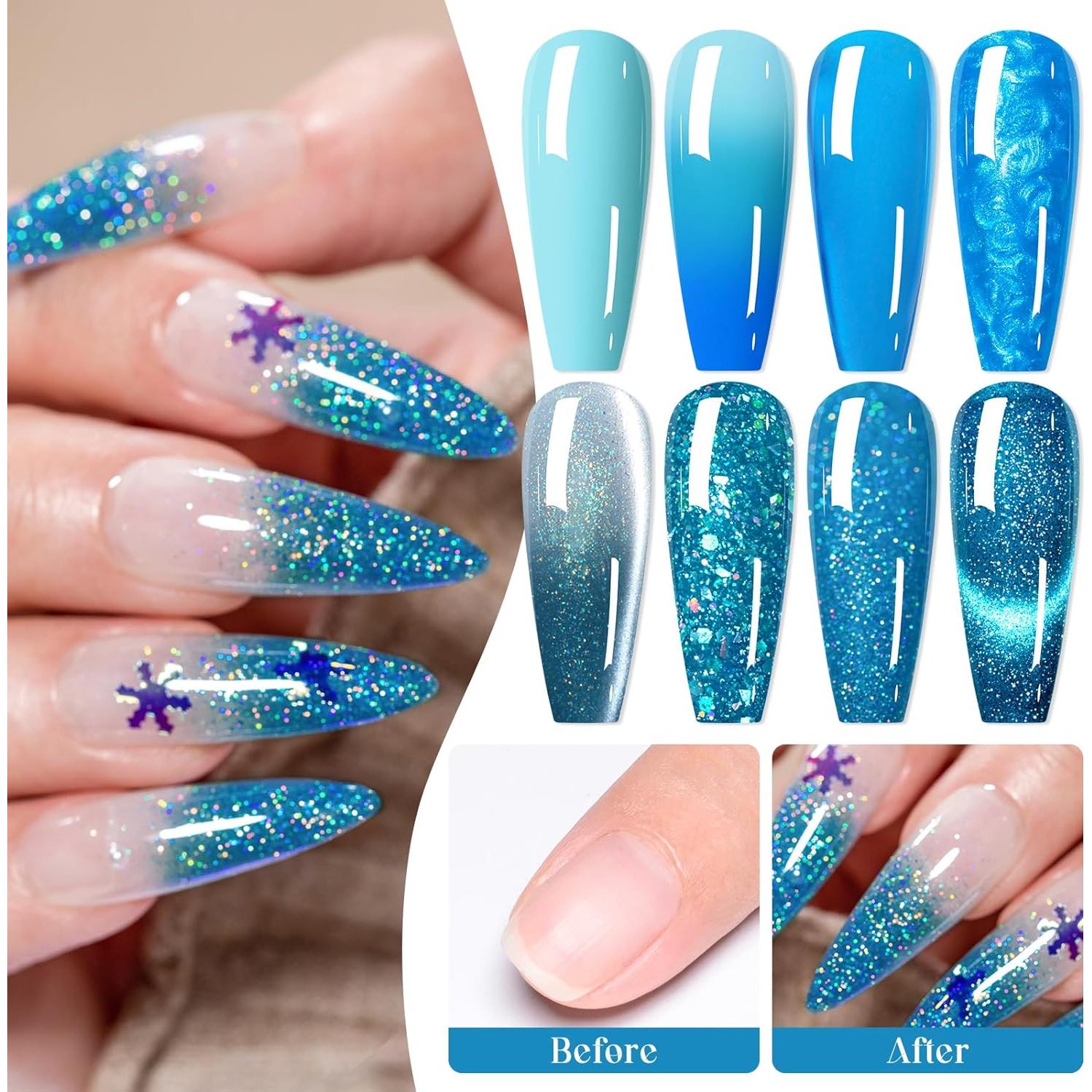 Juego de 8 Esmaltes de Uñas en Gel MEET ACROSS Azul Navy