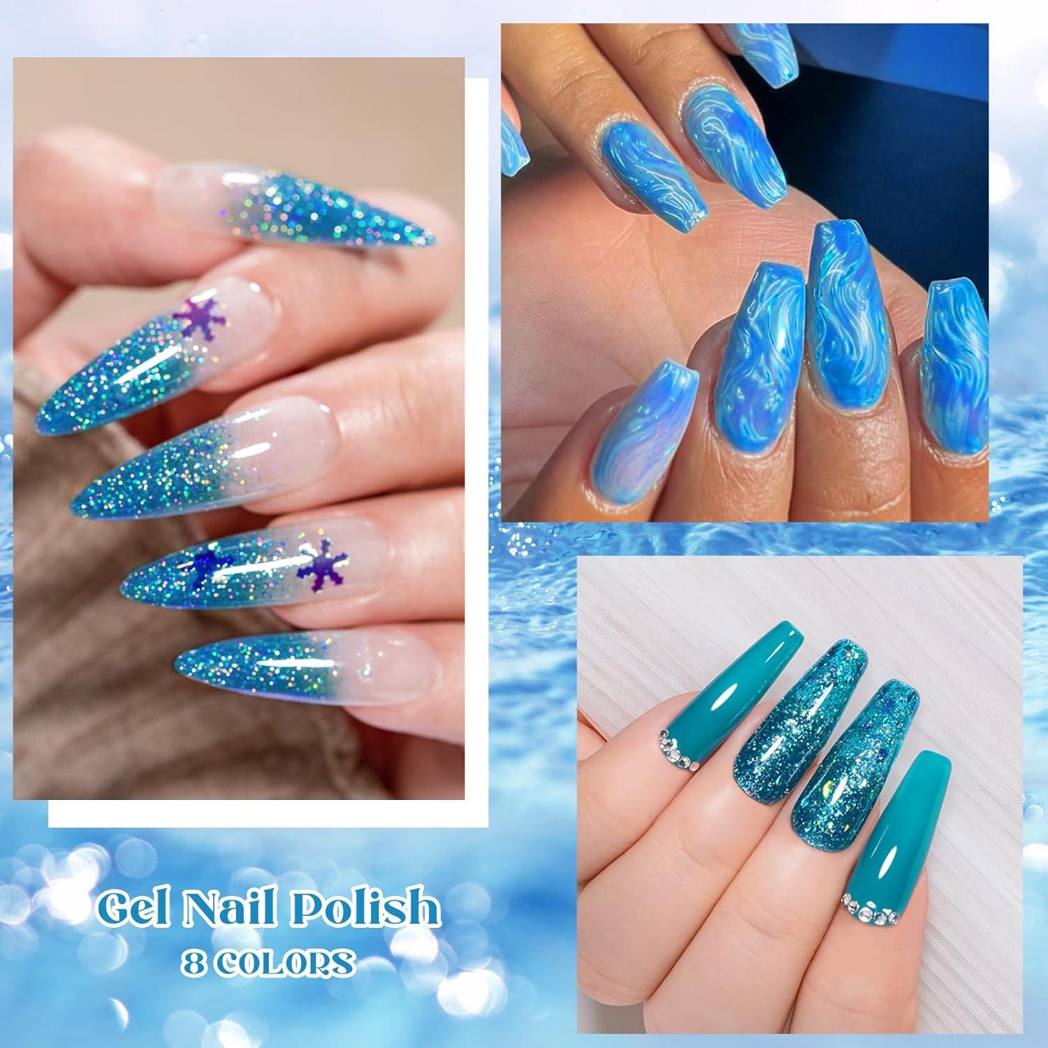 Juego de 8 Esmaltes de Uñas en Gel MEET ACROSS Azul Navy