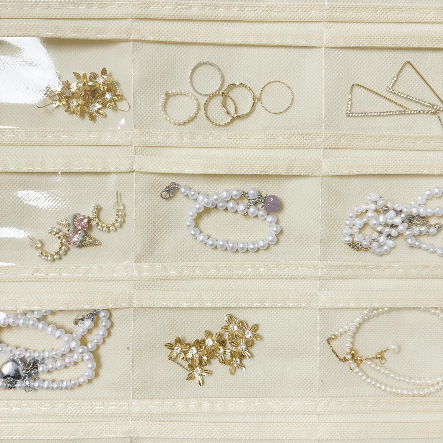 Organizador de Joyería Colgante DonYeco Beige 80 Bolsillos