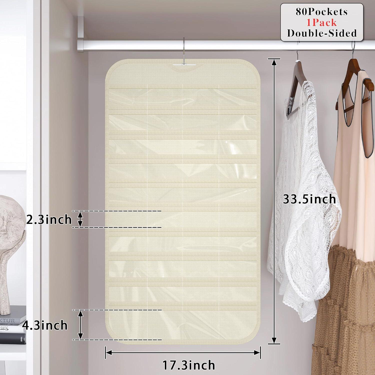 Organizador de Joyería Colgante DonYeco Beige 80 Bolsillos