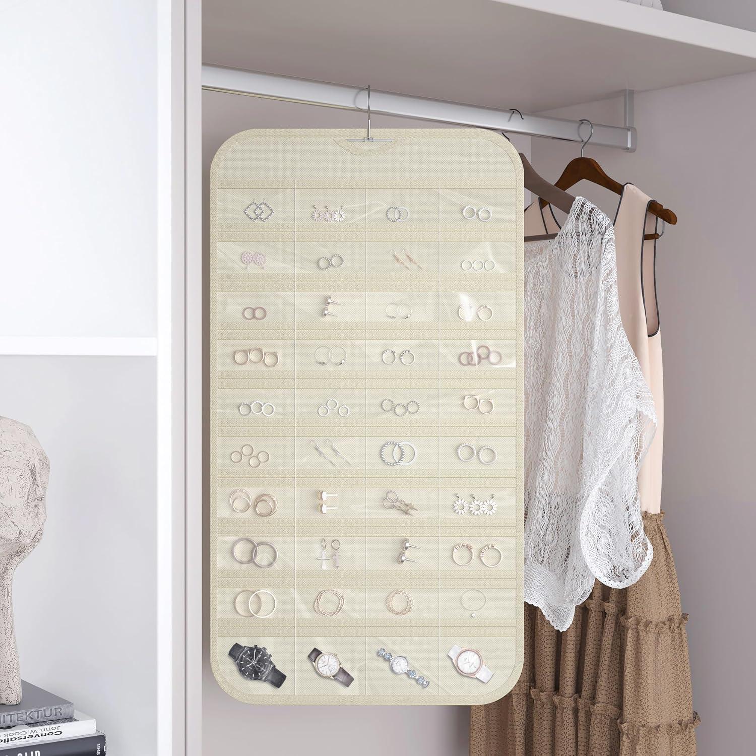 Organizador de Joyería Colgante DonYeco Beige 80 Bolsillos