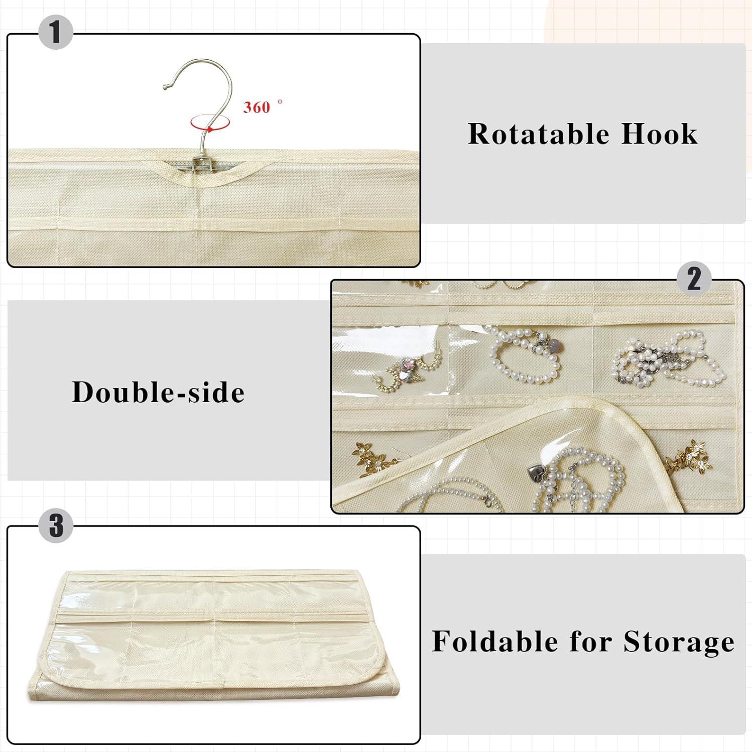 Organizador de Joyería Colgante DonYeco Beige 80 Bolsillos