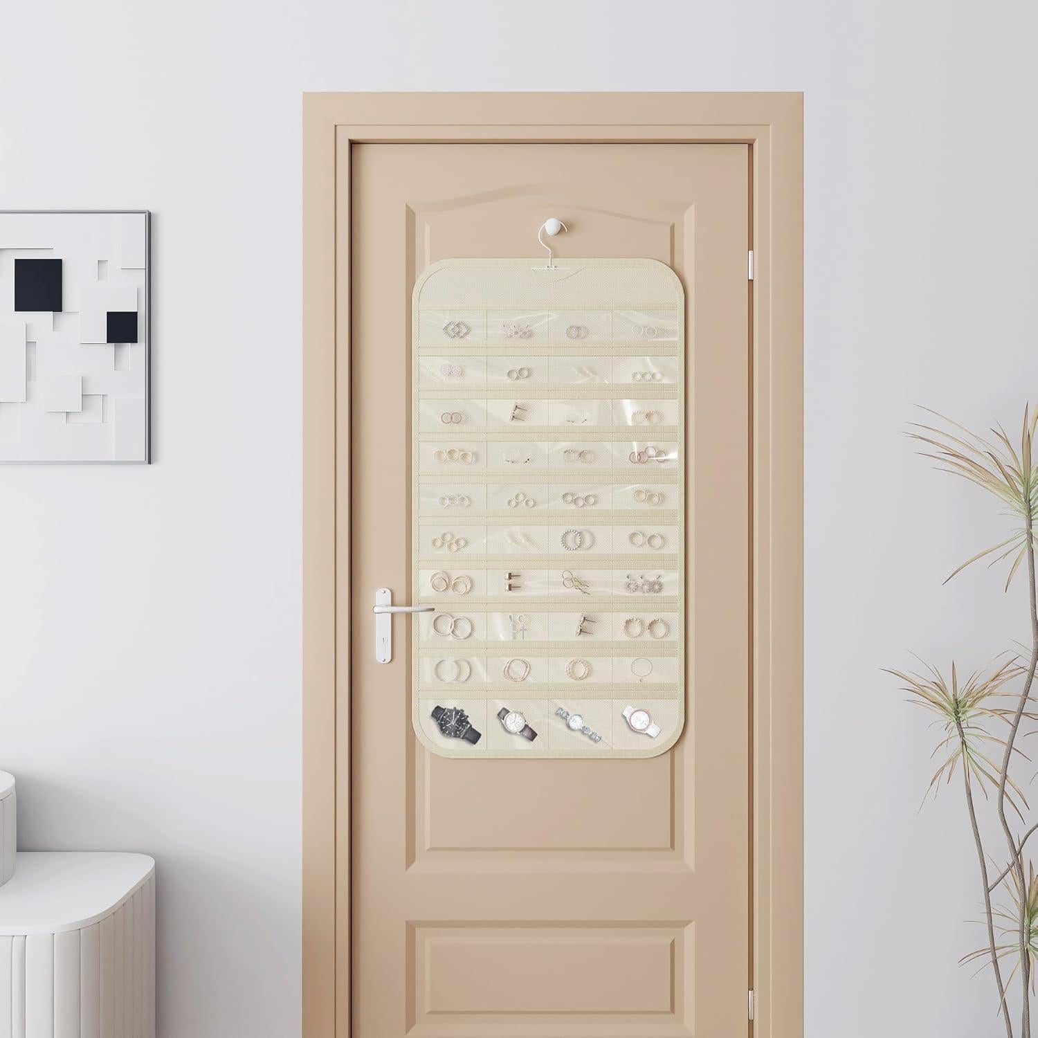 Organizador de Joyería Colgante DonYeco Beige 80 Bolsillos