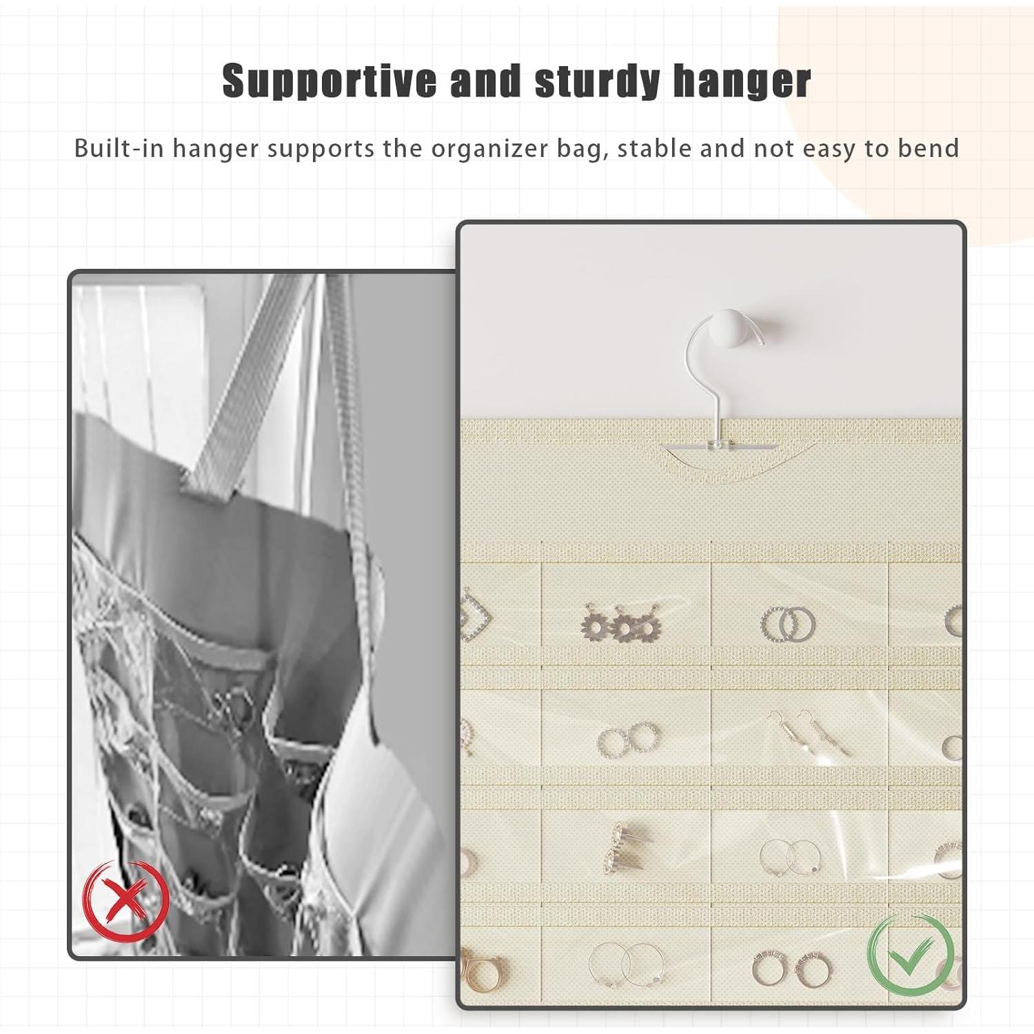 Organizador de Joyería Colgante DonYeco Beige 80 Bolsillos