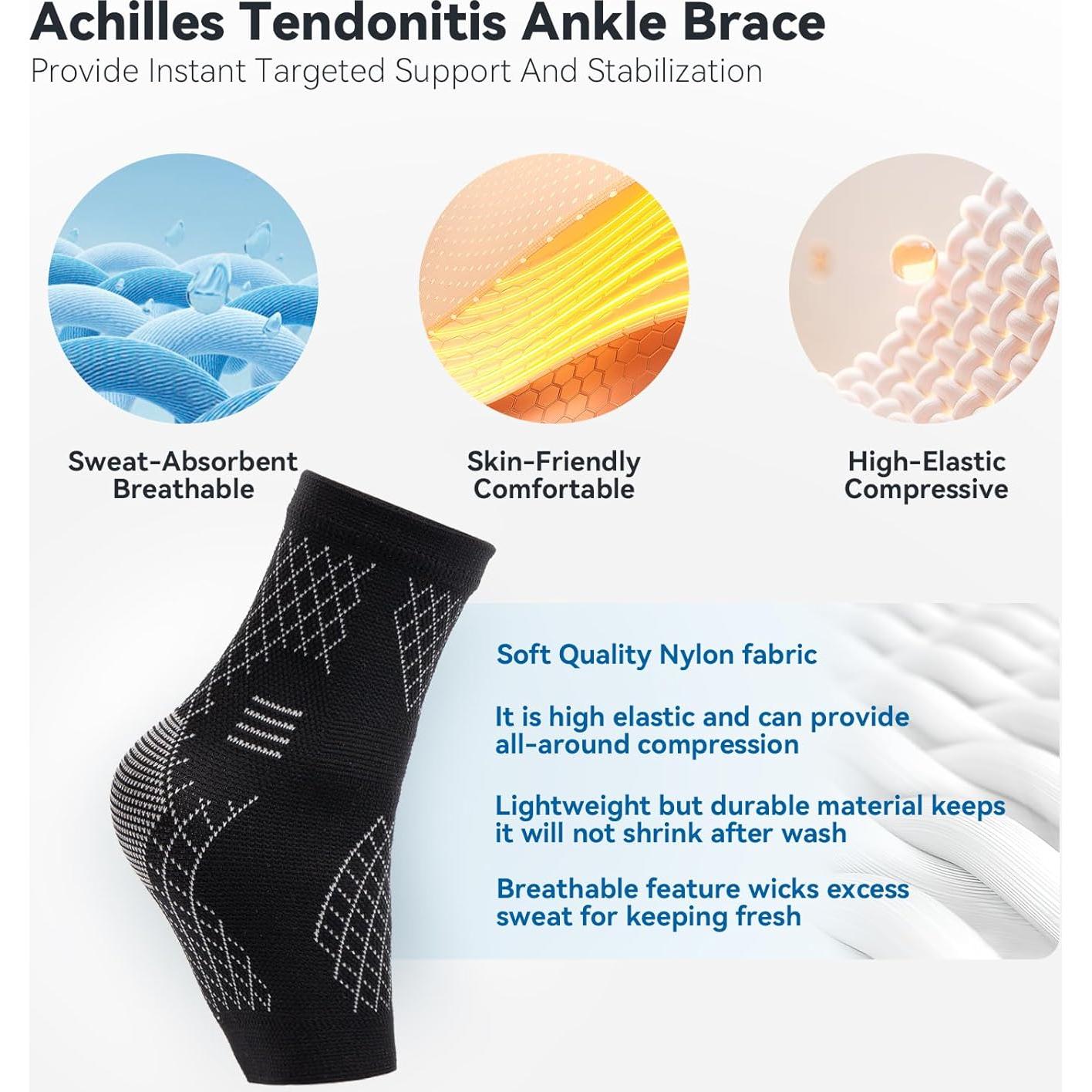 Faja de Tobillo INDEEMAX para Tendinitis y Fascitis Plantar - Negro Pequeño