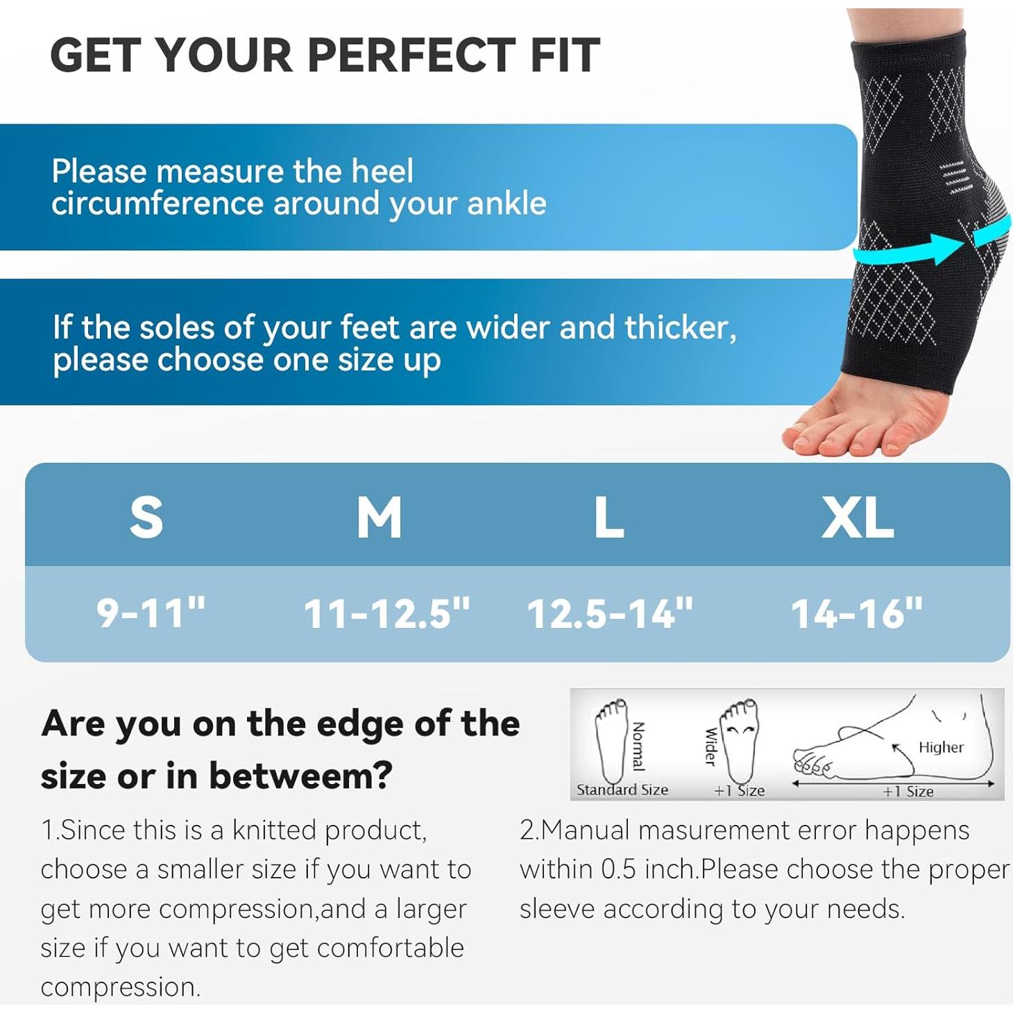 Faja de Tobillo INDEEMAX para Tendinitis y Fascitis Plantar - Negro Pequeño