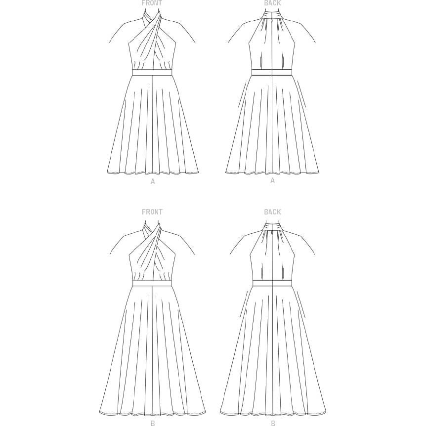 Patrón de costura vestido halter Vogue V1883 tallas 6-14