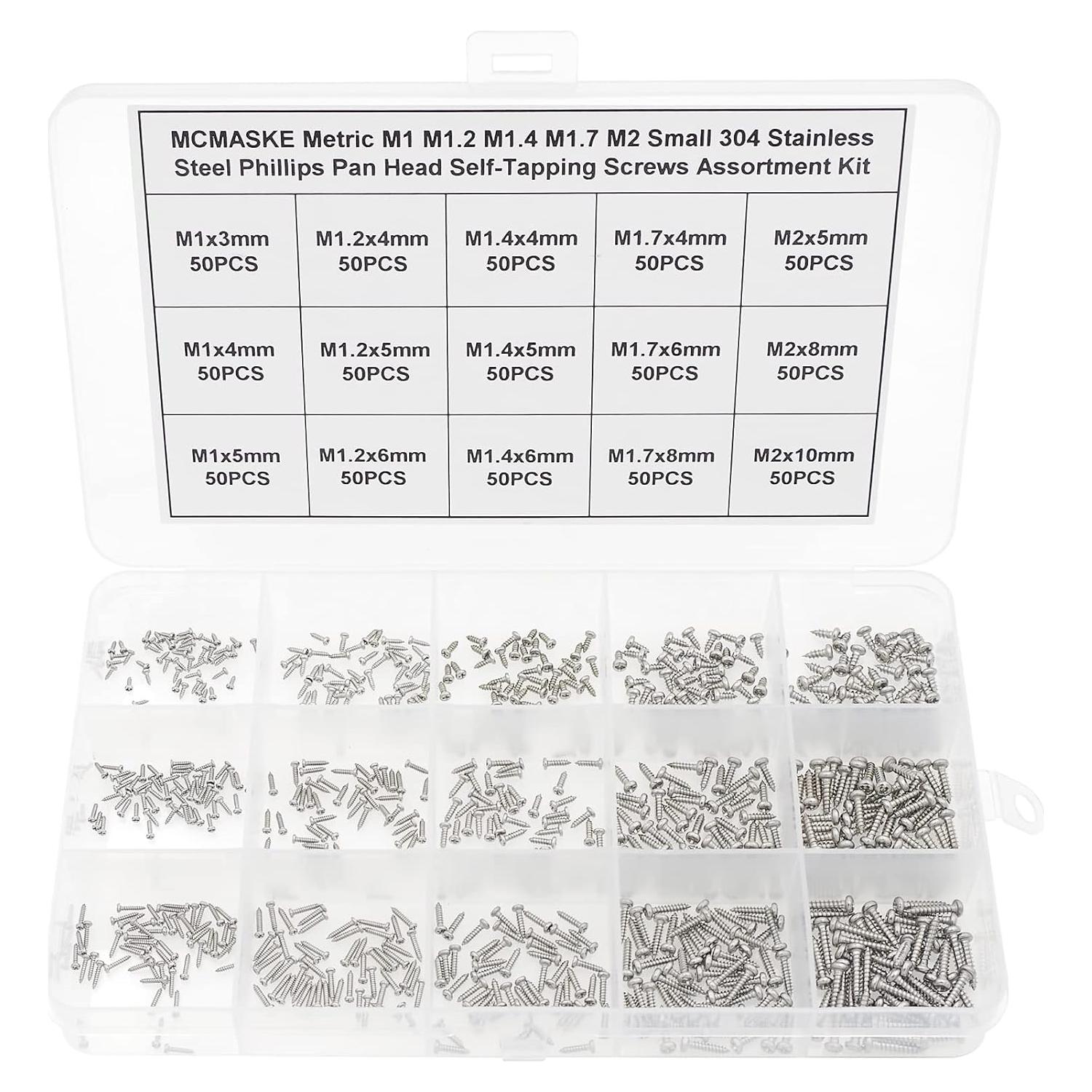 Kit de Tornillos Autorroscantes Phillips Acero Inoxidable 750PCS