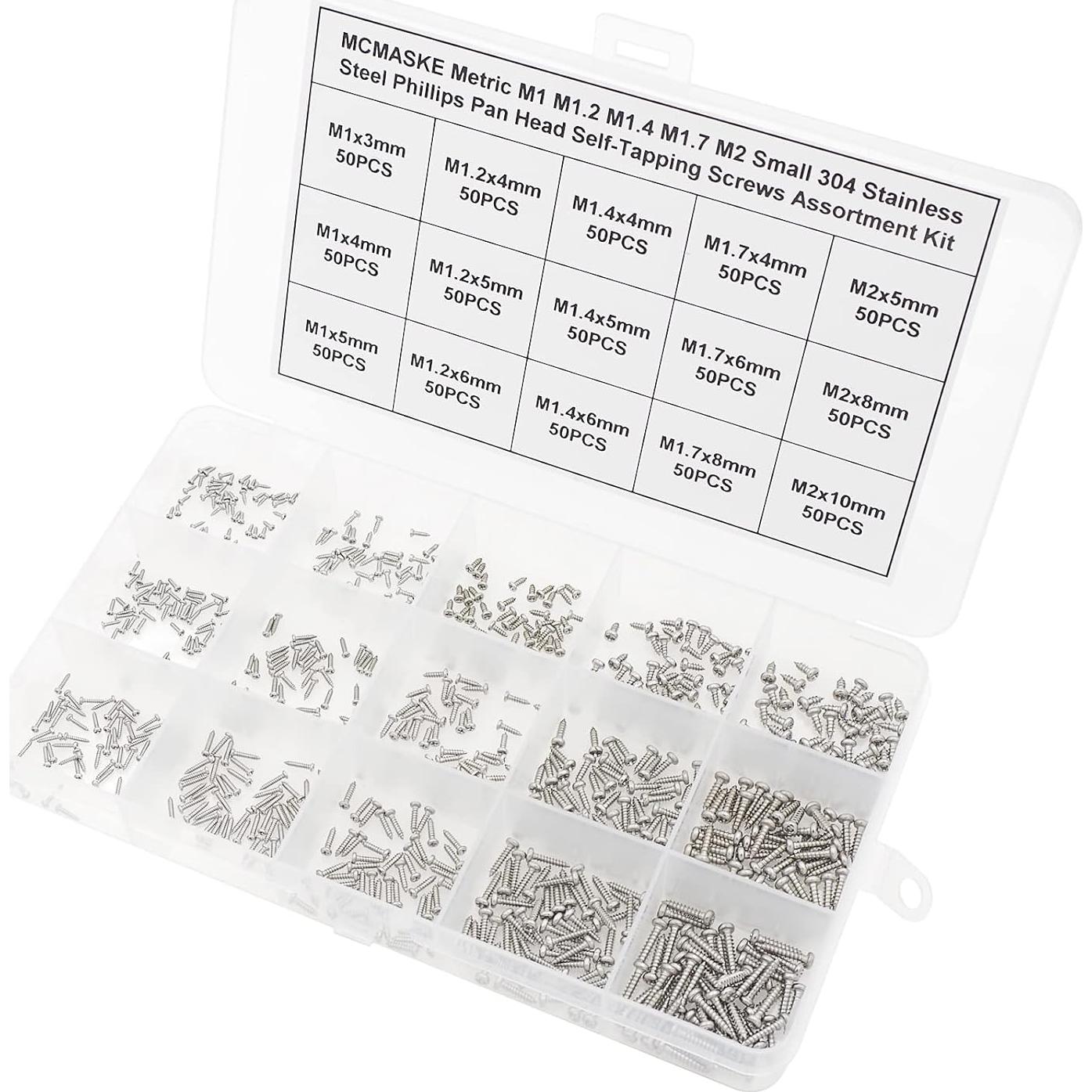 Kit de Tornillos Autorroscantes Phillips Acero Inoxidable 750PCS