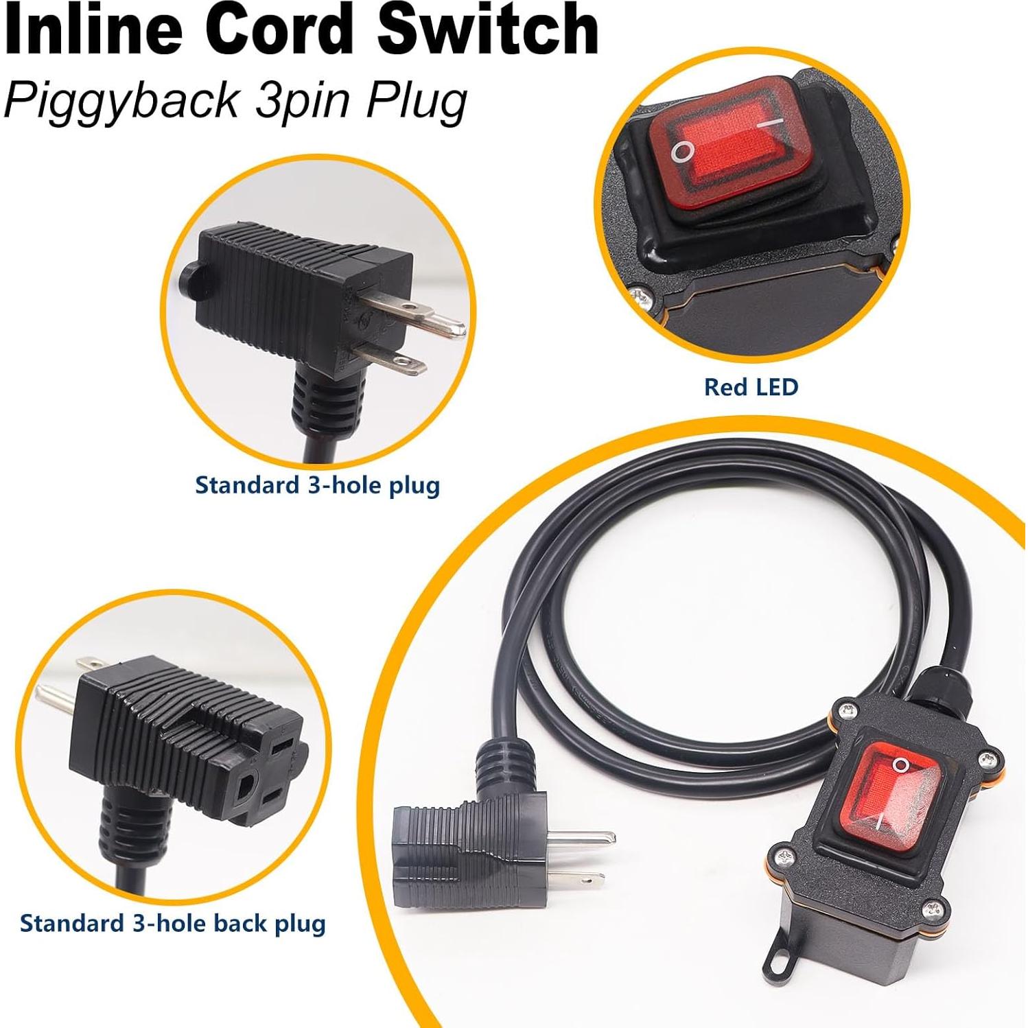 Cable de Extensión con Interruptor Weideer 1.2m IP67 18AWG