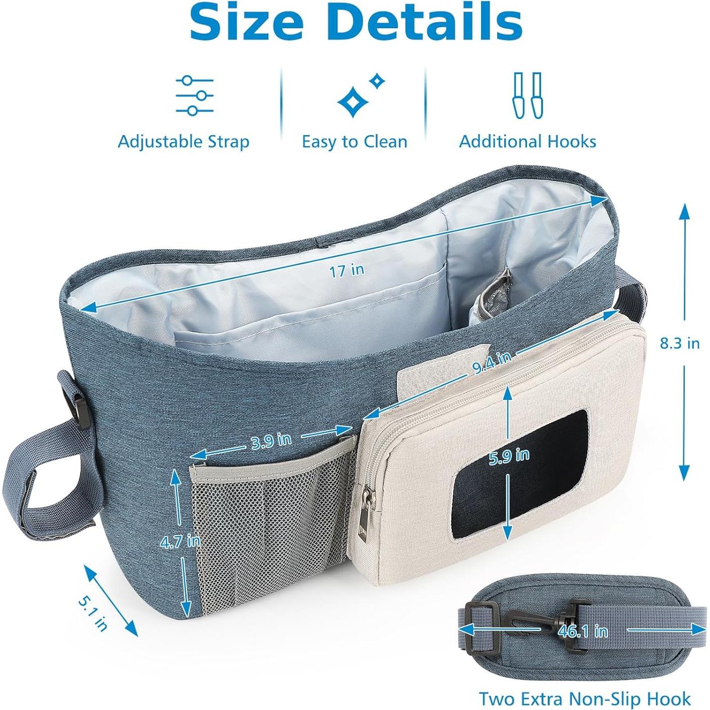 Organizador Universal para Carriola Accmor con Soporte para Taza Aislado Azul