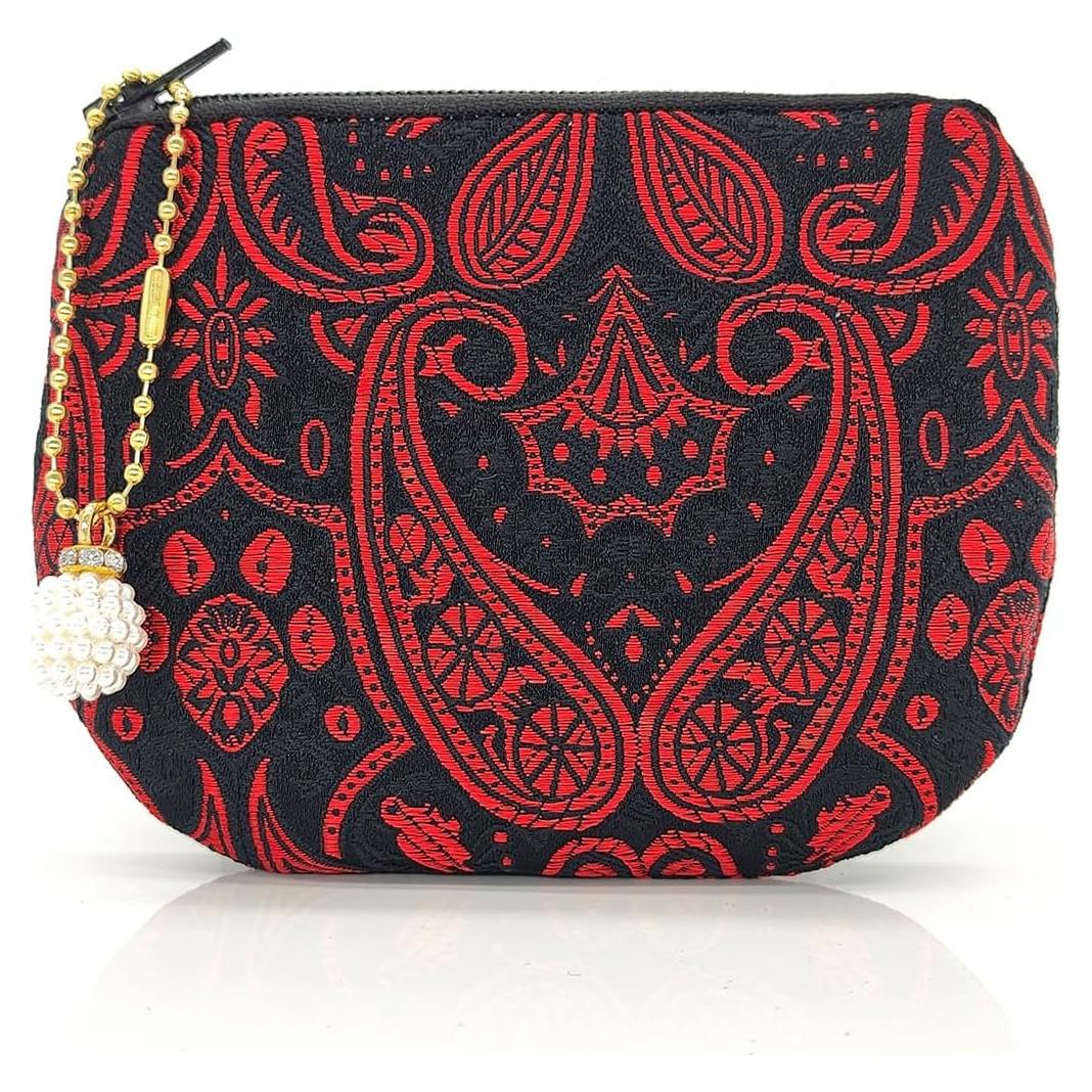 Monedero de Joyería Hecho a Mano para Mujer - Negro y Rojo