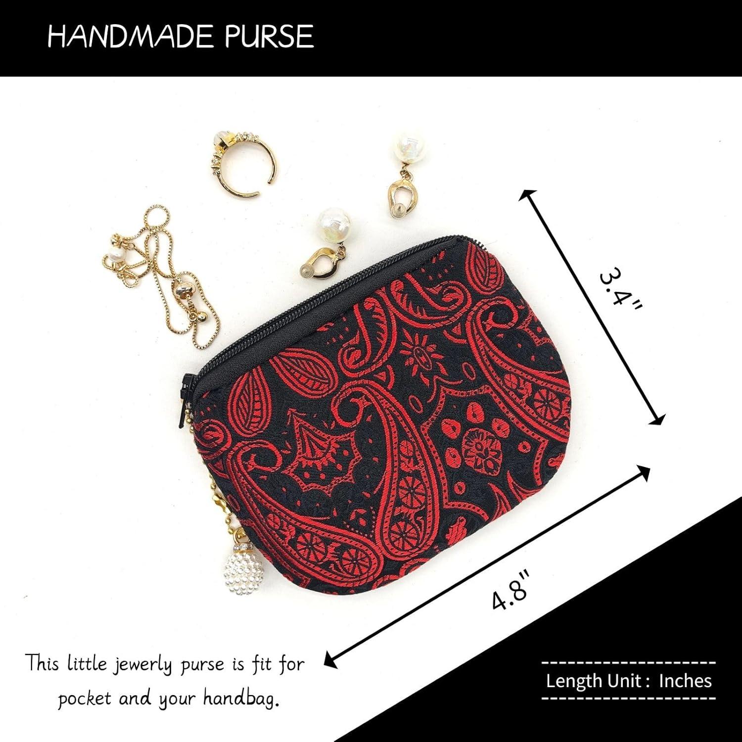 Monedero de Joyería Hecho a Mano para Mujer - Negro y Rojo