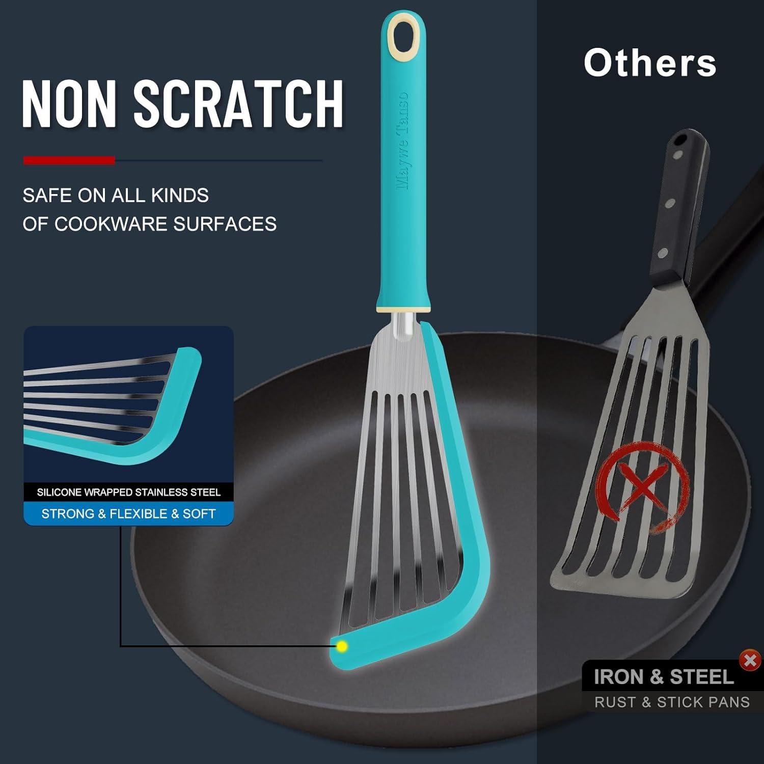 Espátula de Pescado Maywe Tanso Silicona 33cm Aqua Sky