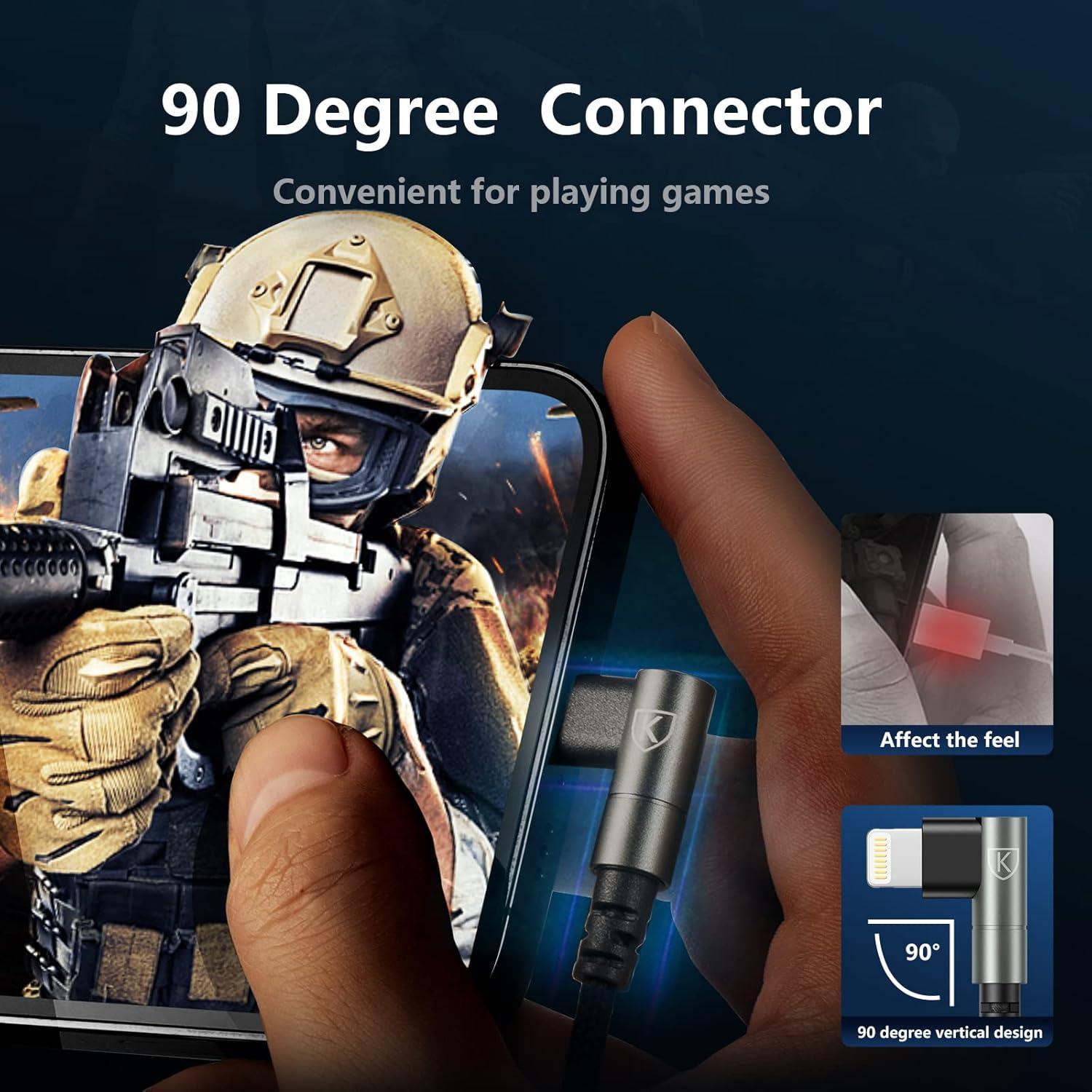 Cargador iPhone 90 Grados KIYODA 2m Carga Rápida 3Pack