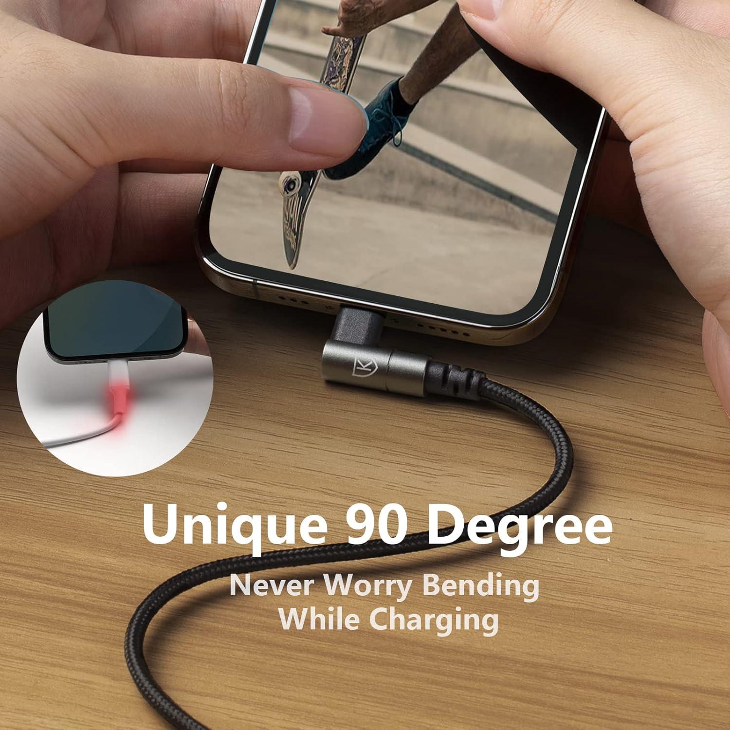 Cargador iPhone 90 Grados KIYODA 2m Carga Rápida 3Pack