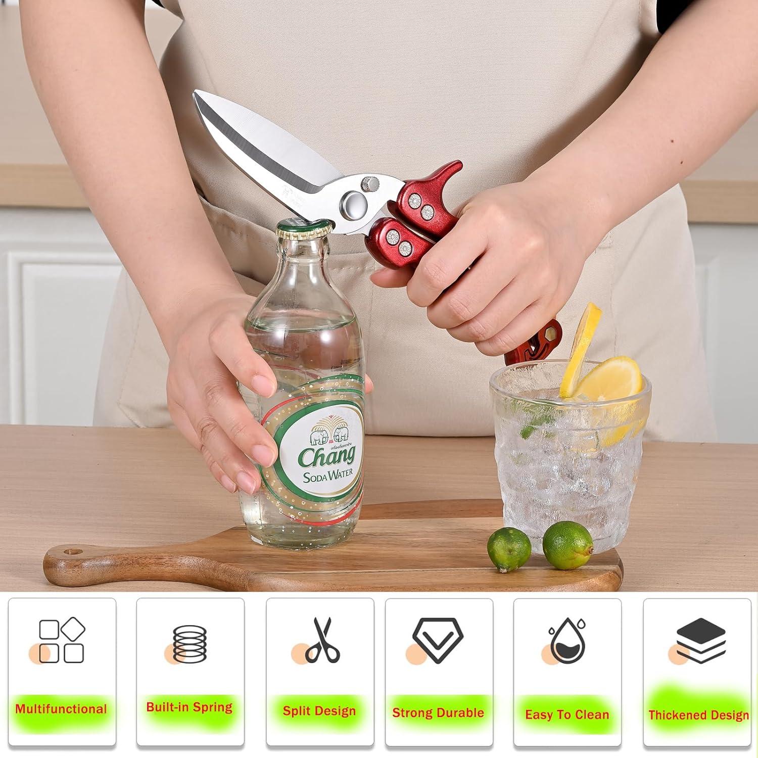 Tijeras de Cocina Multiusos NOX REX Rojo Acero Inoxidable