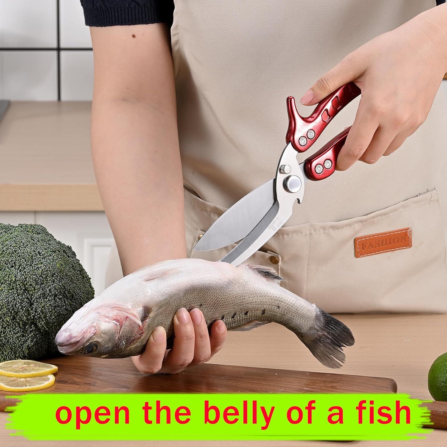 Tijeras de Cocina Multiusos NOX REX Rojo Acero Inoxidable