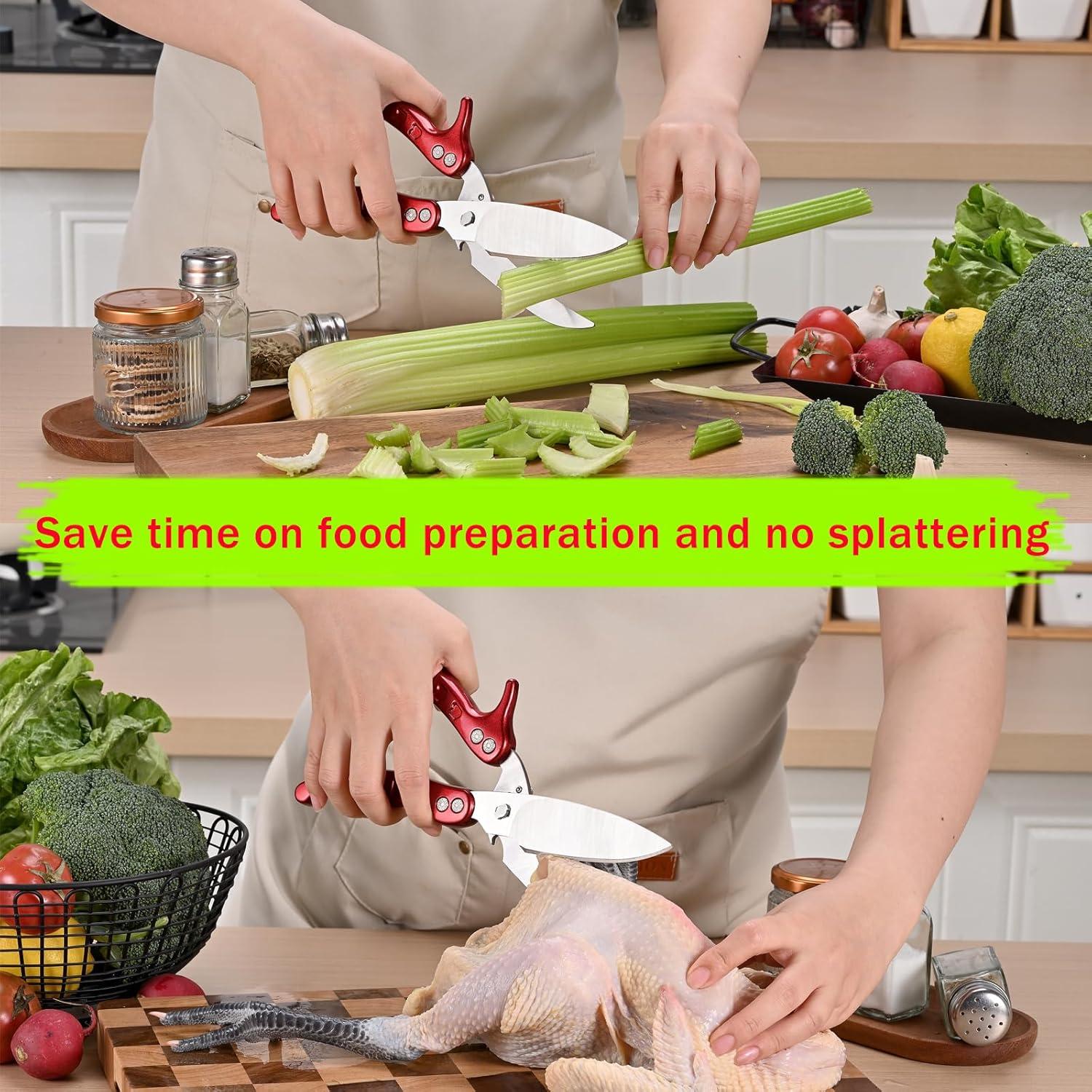 Tijeras de Cocina Multiusos NOX REX Rojo Acero Inoxidable