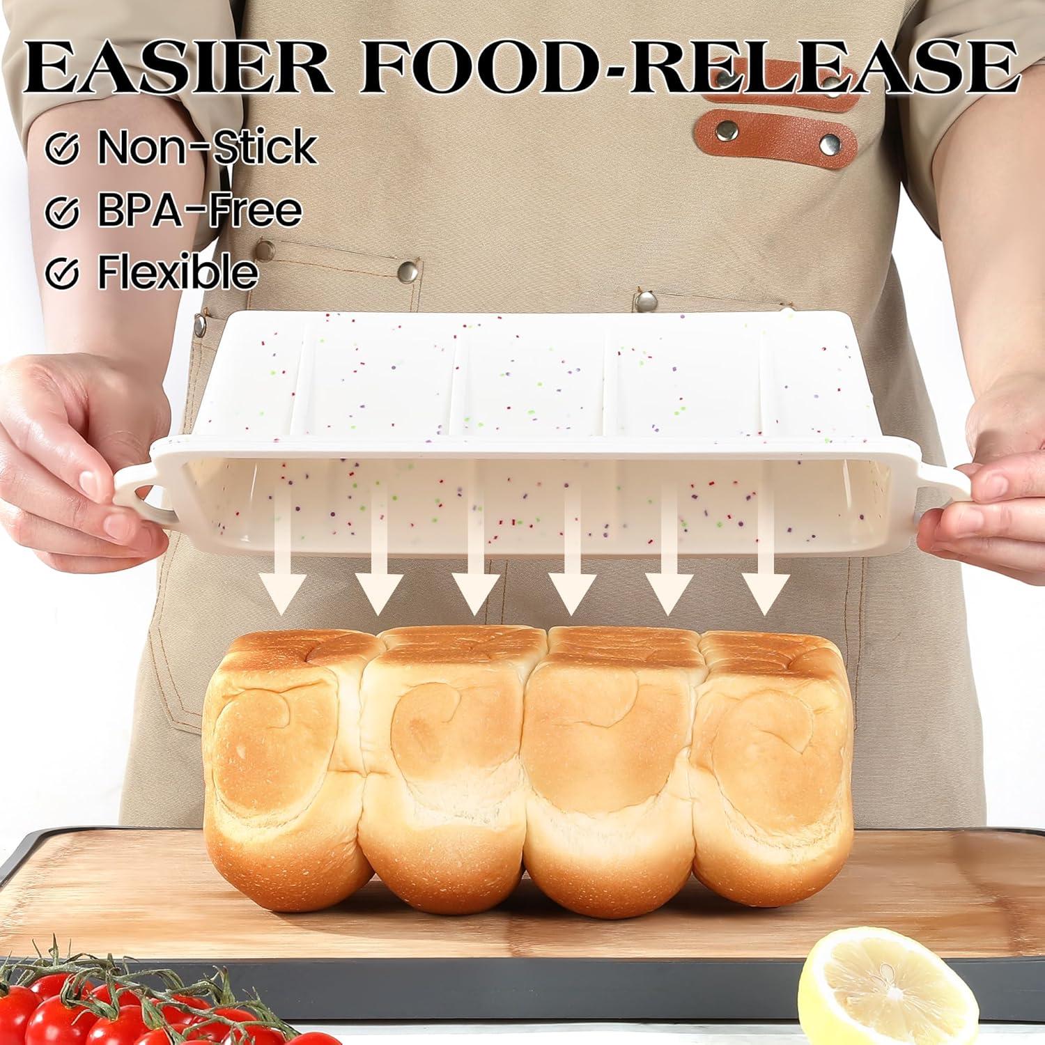 Molde de Pan de Silicona AOTASO 2 Pcs 25.4 x 12.2 cm Crema