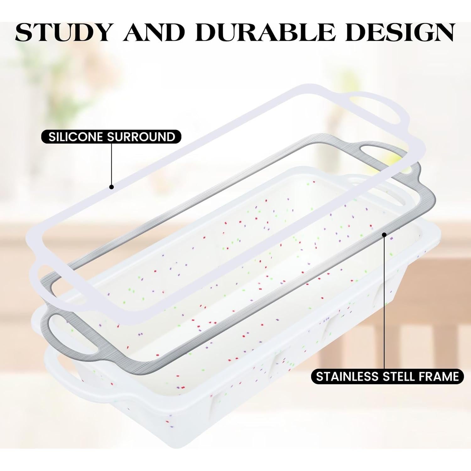 Molde de Pan de Silicona AOTASO 2 Pcs 25.4 x 12.2 cm Crema