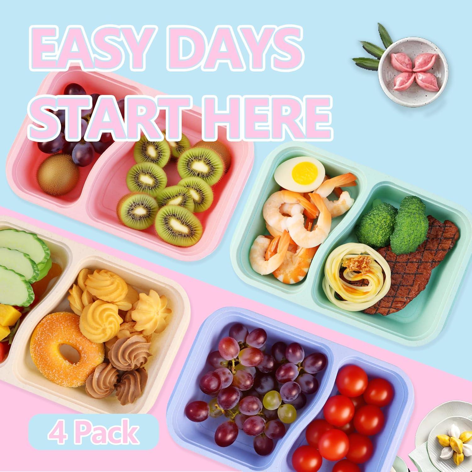 Finorder 4 Contenedores de Paja de Trigo Reciclables para Snacks