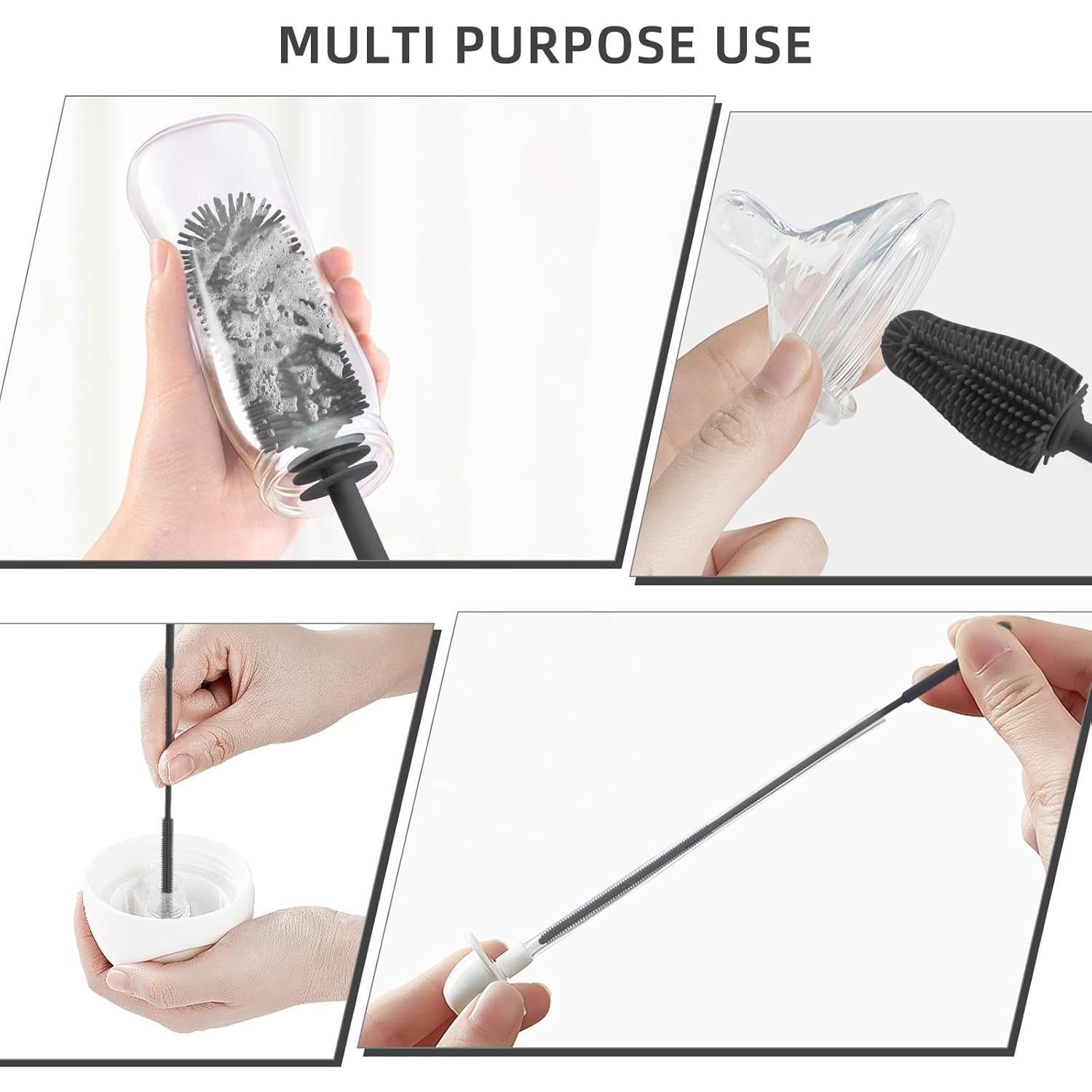 Juego de cepillos de silicona Qiuxunies 3 en 1 para botellas