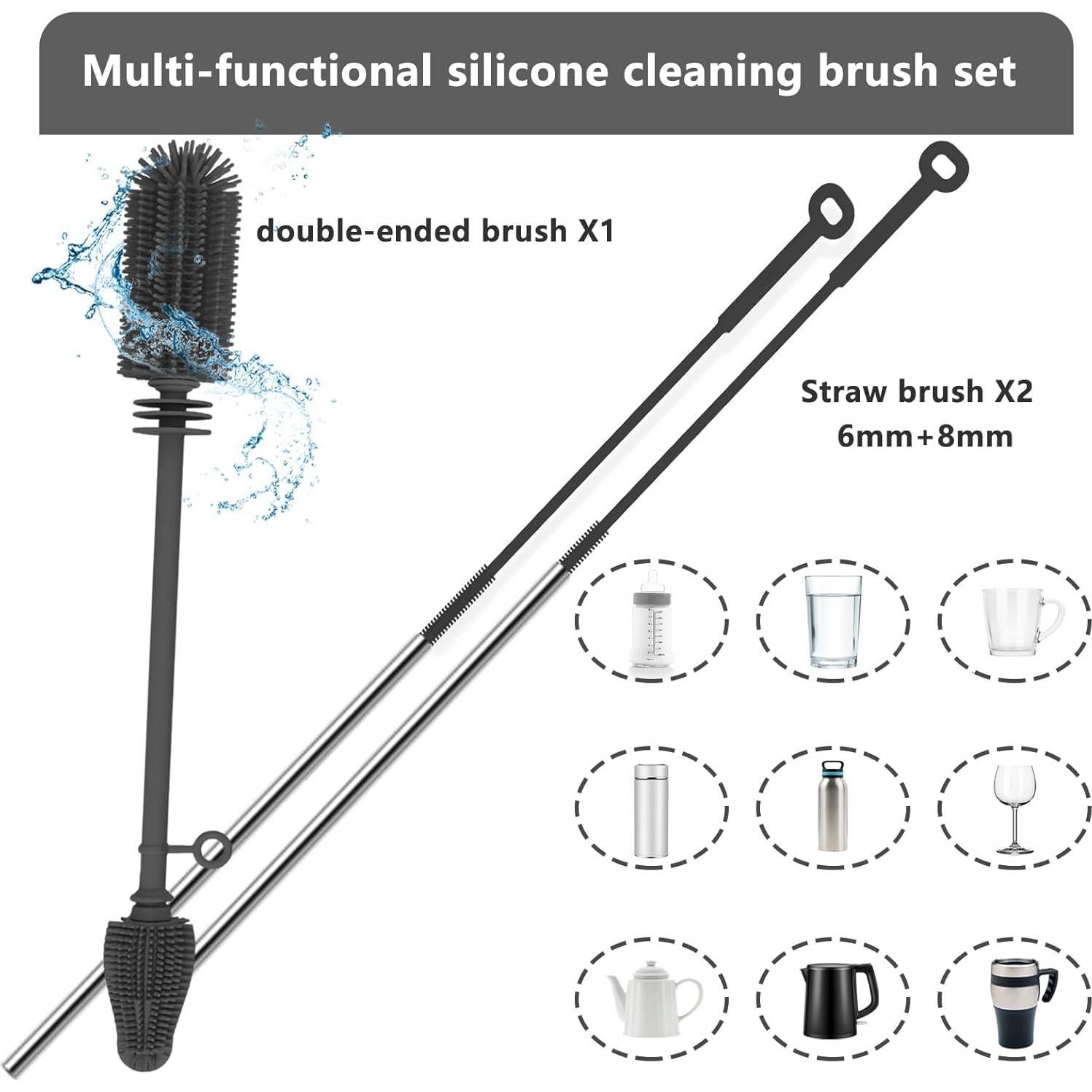 Juego de cepillos de silicona Qiuxunies 3 en 1 para botellas