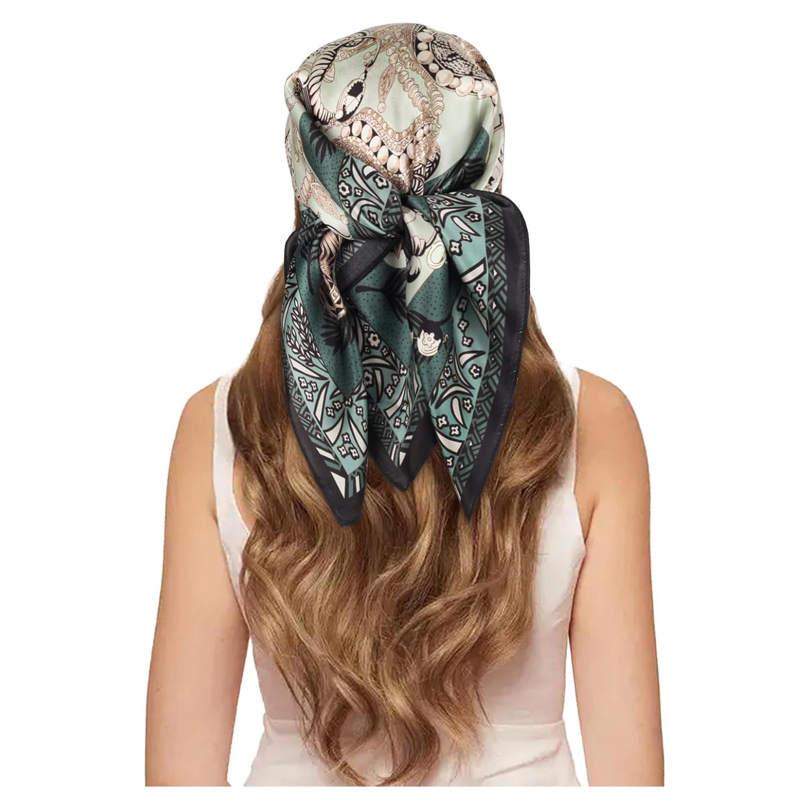 Bufanda de Seda Pura EXTREE 100% Morera 69.85x69.85 cm Verde