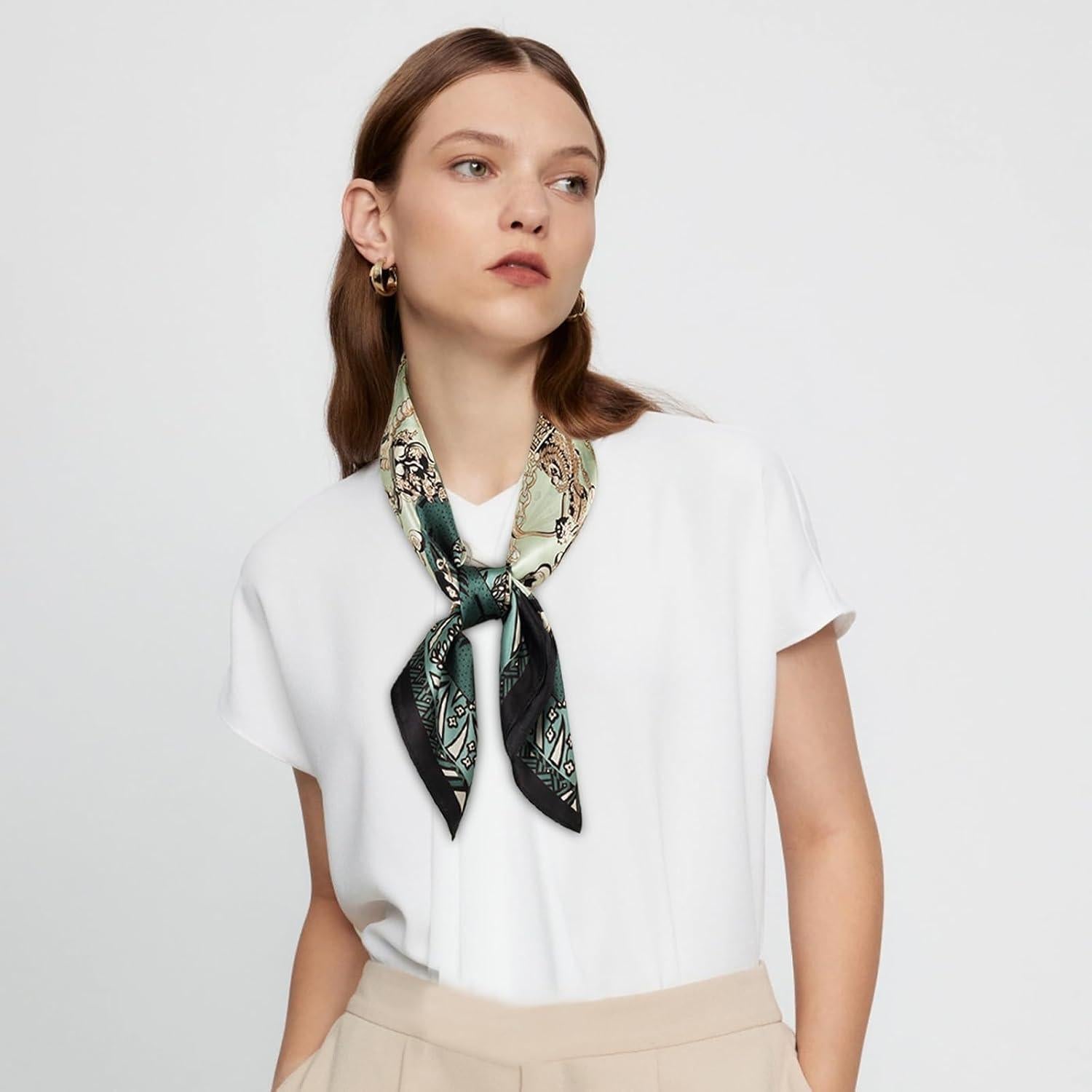 Bufanda de Seda Pura EXTREE 100% Morera 69.85x69.85 cm Verde