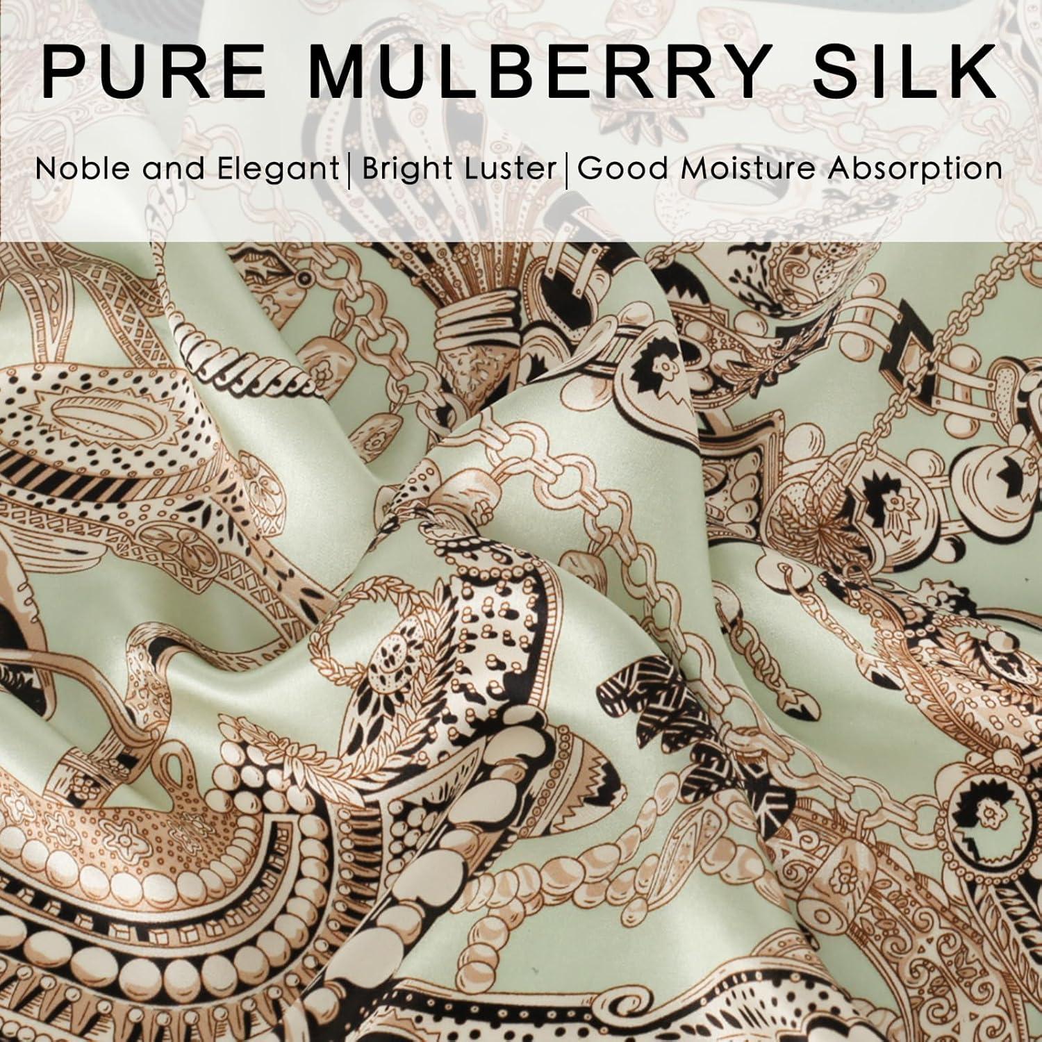 Bufanda de Seda Pura EXTREE 100% Morera 69.85x69.85 cm Verde