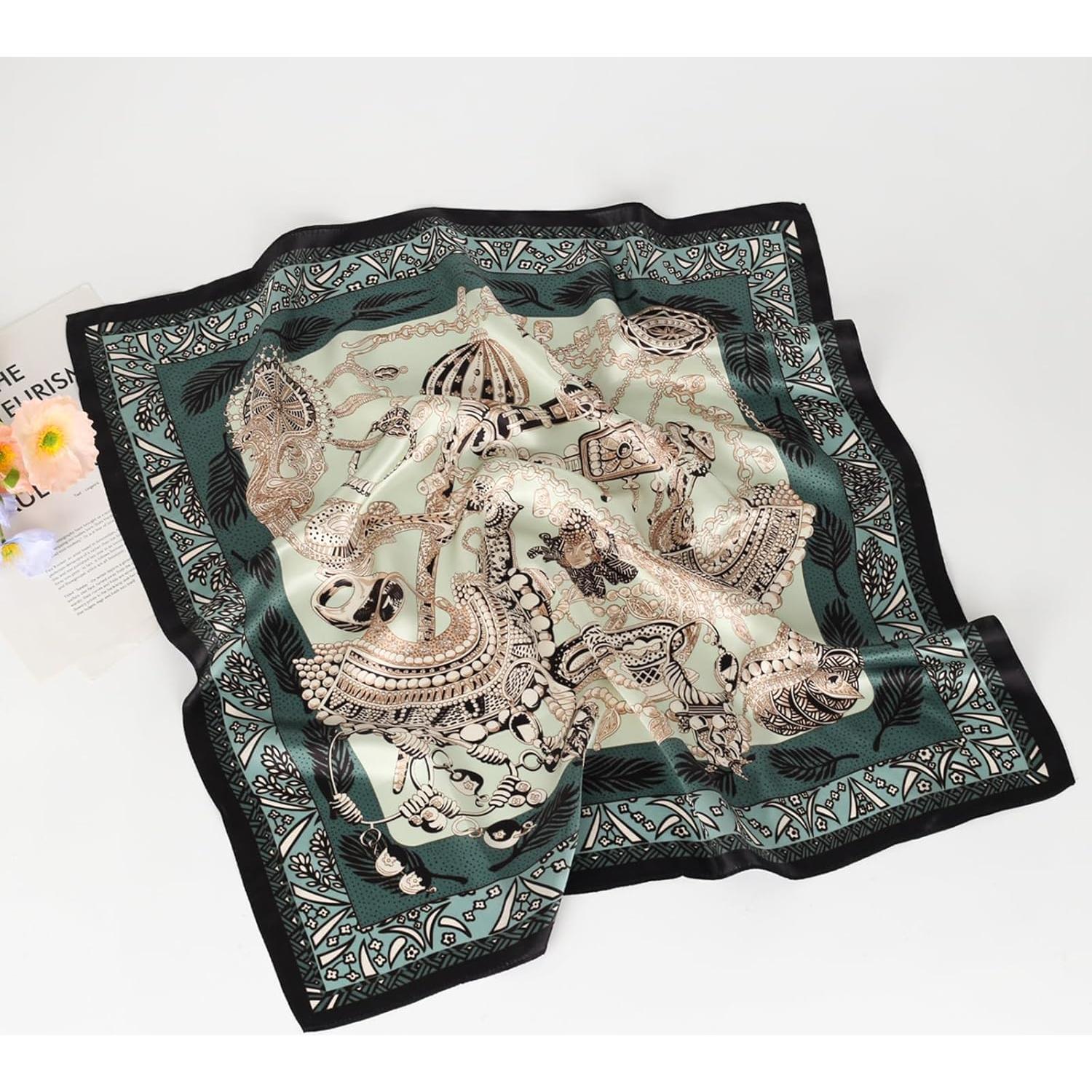 Bufanda de Seda Pura EXTREE 100% Morera 69.85x69.85 cm Verde