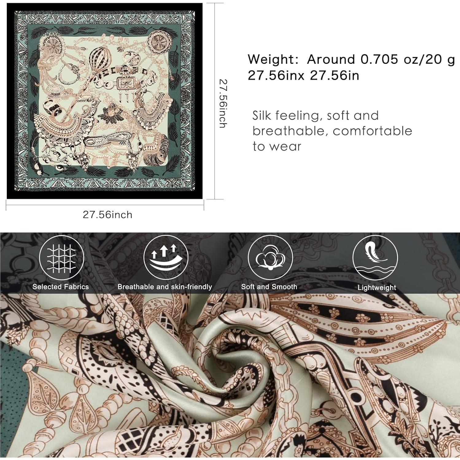 Bufanda de Seda Pura EXTREE 100% Morera 69.85x69.85 cm Verde