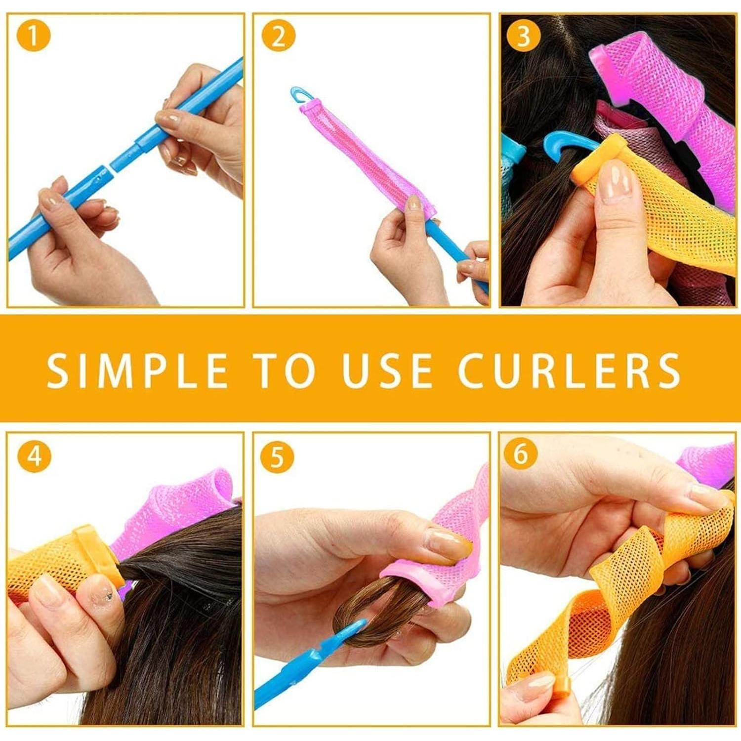 48 Rulos para Cabello Sin Calor Nerjan - 30 cm, 2 Estilos