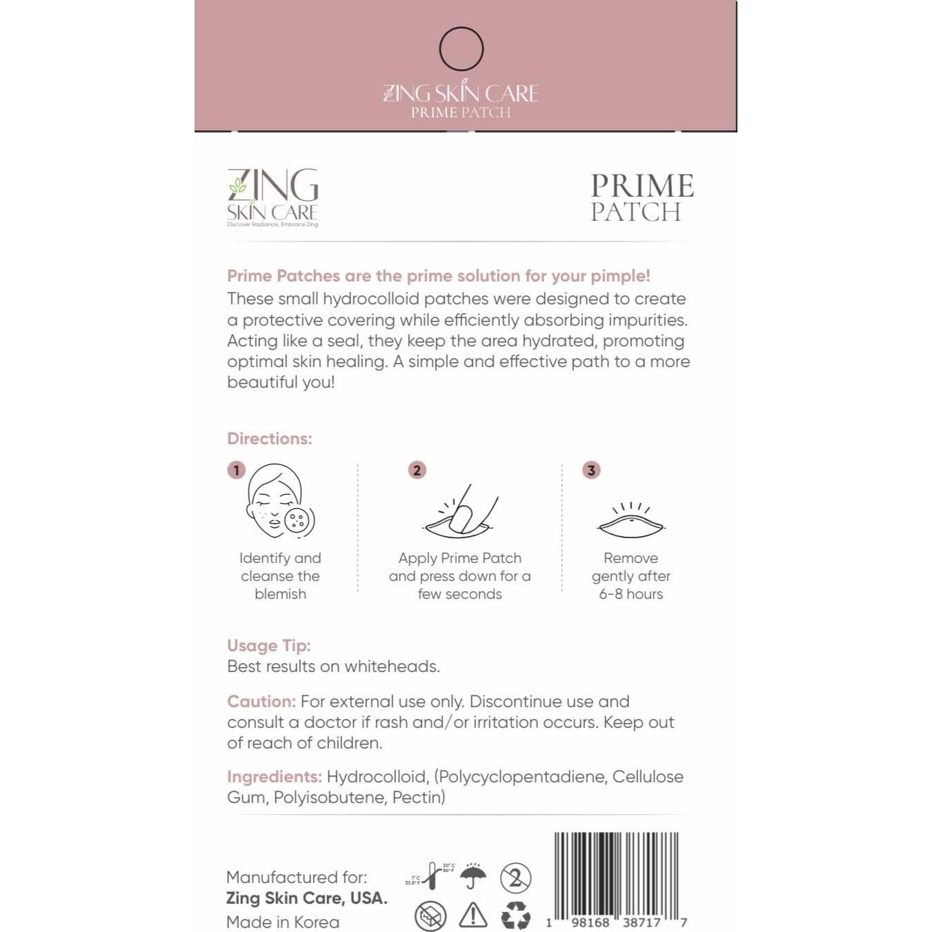 Parches Hidrocoloides Prime Patch Zing Skin Care 75 Unidades