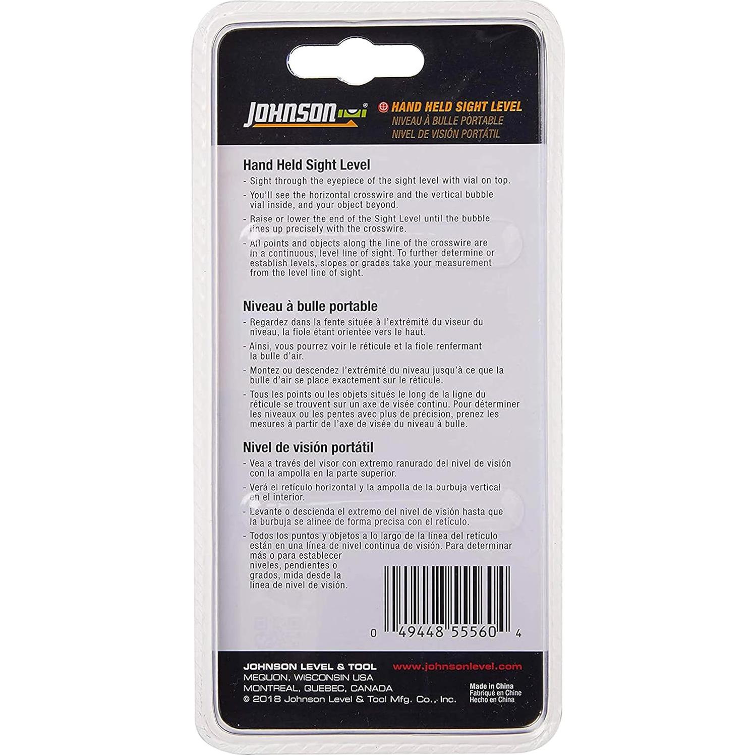 Nivel de Vista de Mano Johnson 12.7 cm Naranja Portátil