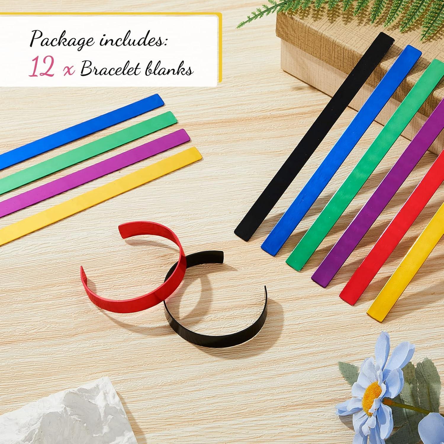Blanks de Pulsera de Aluminio Anodizado Lewtemi - 12 Pcs DIY