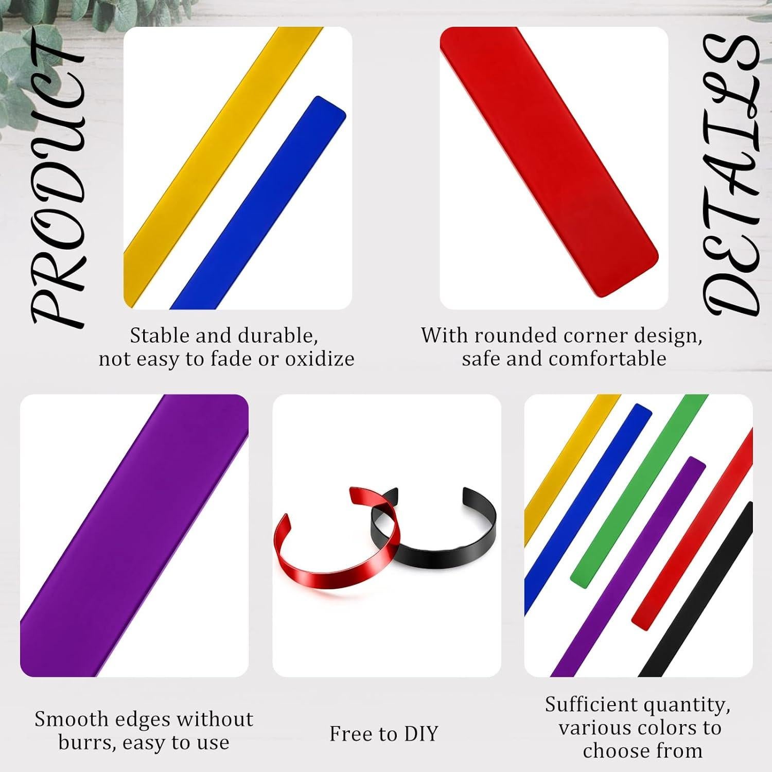 Blanks de Pulsera de Aluminio Anodizado Lewtemi - 12 Pcs DIY