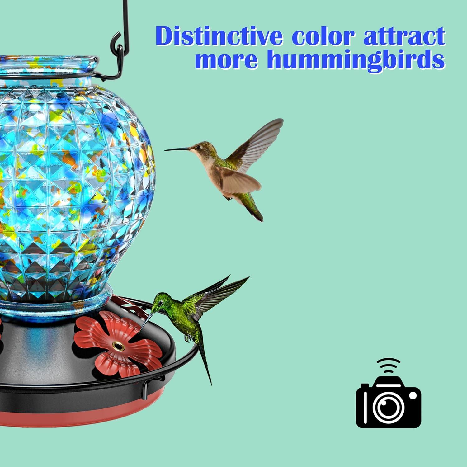 Alimentador de Colibríes Tinlaviy de Vidrio 532ml - Forma Bola Diamante